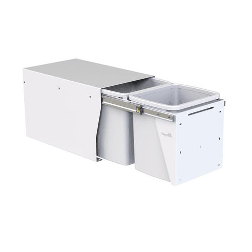 Compact Bin Storage - 2 x 15 Litre Buckets Floor Mounted - Door Pull