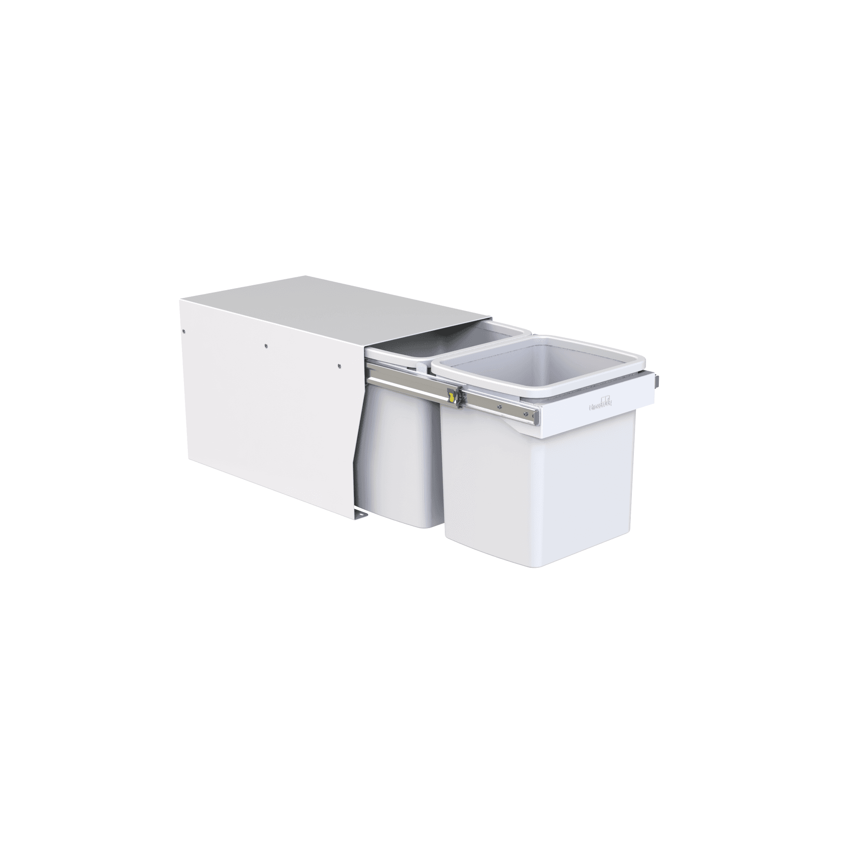 Compact Bin Storage - 2 x 15 Litre Buckets Floor Mounted - Handle Pull