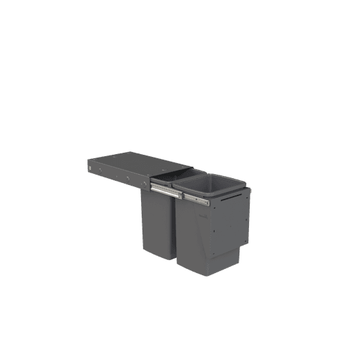 Compact Bin Storage - 2 x 20 Litre Buckets - Cinder - Door Pull