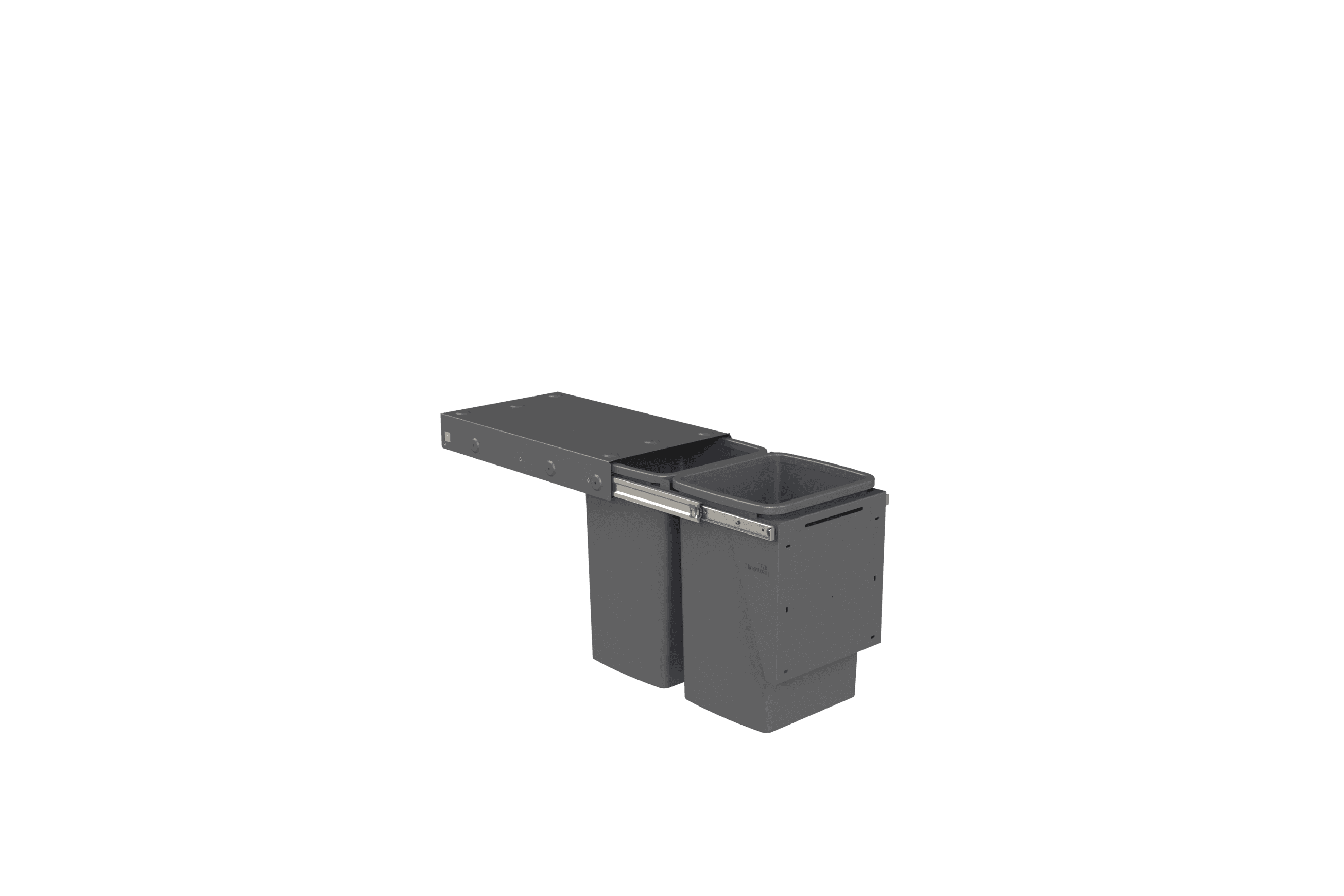Compact Bin Storage - 2 x 20 Litre Buckets - Cinder - Door Pull