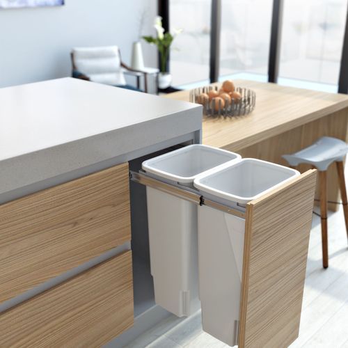 Compact Bin Storage - 2 x 35 Litre Bucket - Door Pull