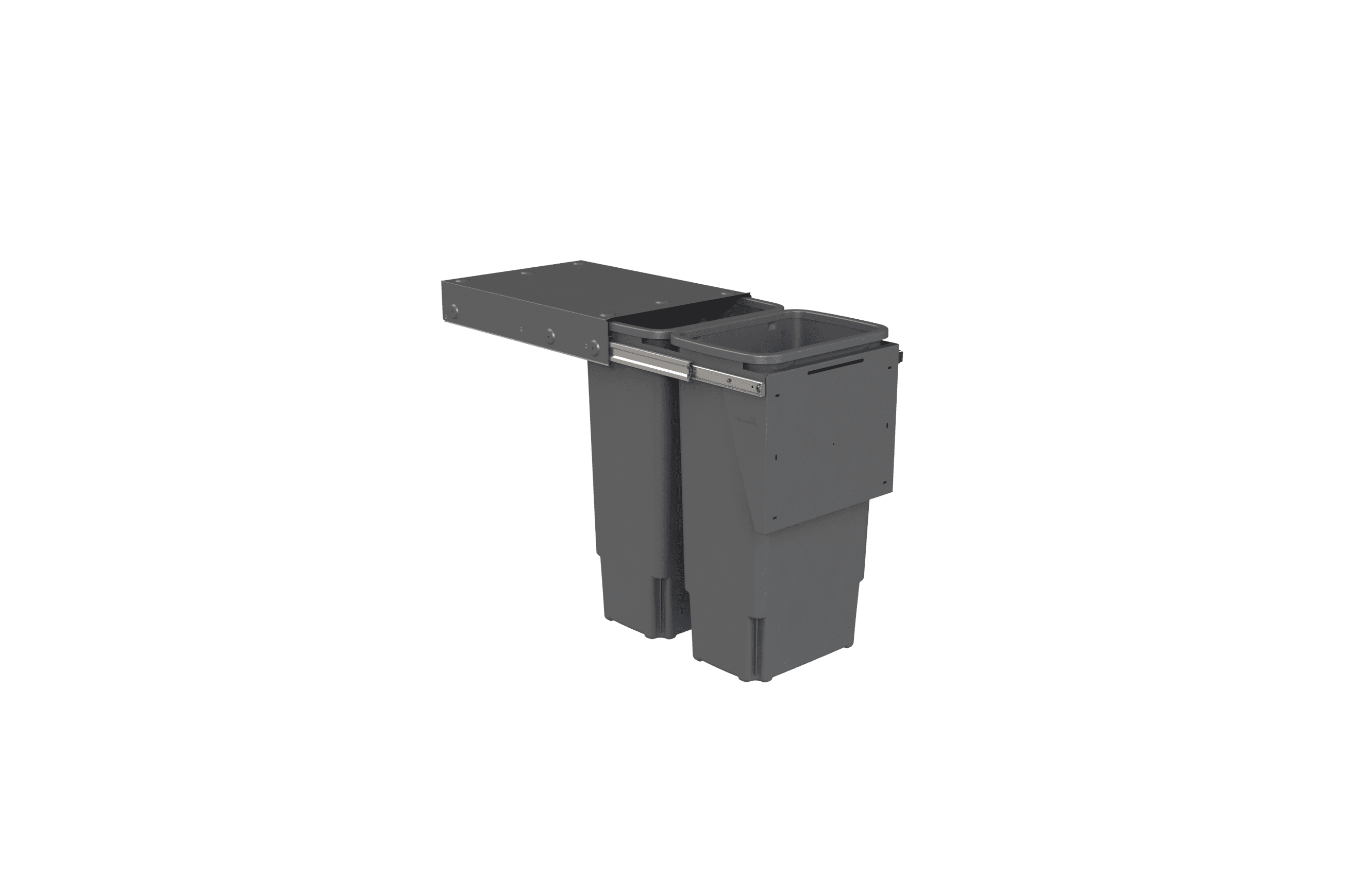 Compact Bin Storage - 2 x 35 Litre Buckets - Cinder - Door Pull
