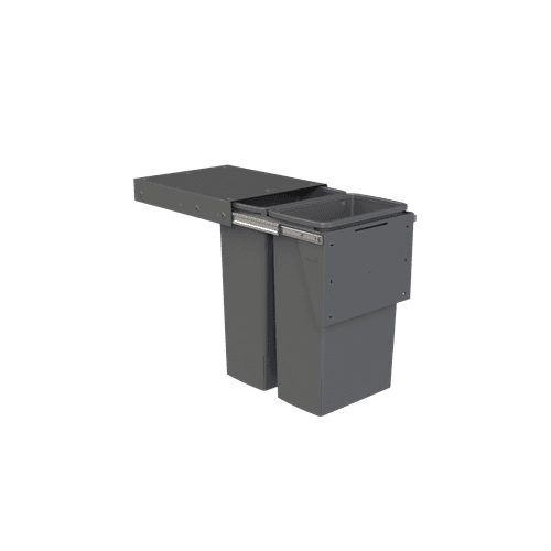 Compact Bin Storage - 2 x 40 Litre Buckets - Cinder - Door Pull