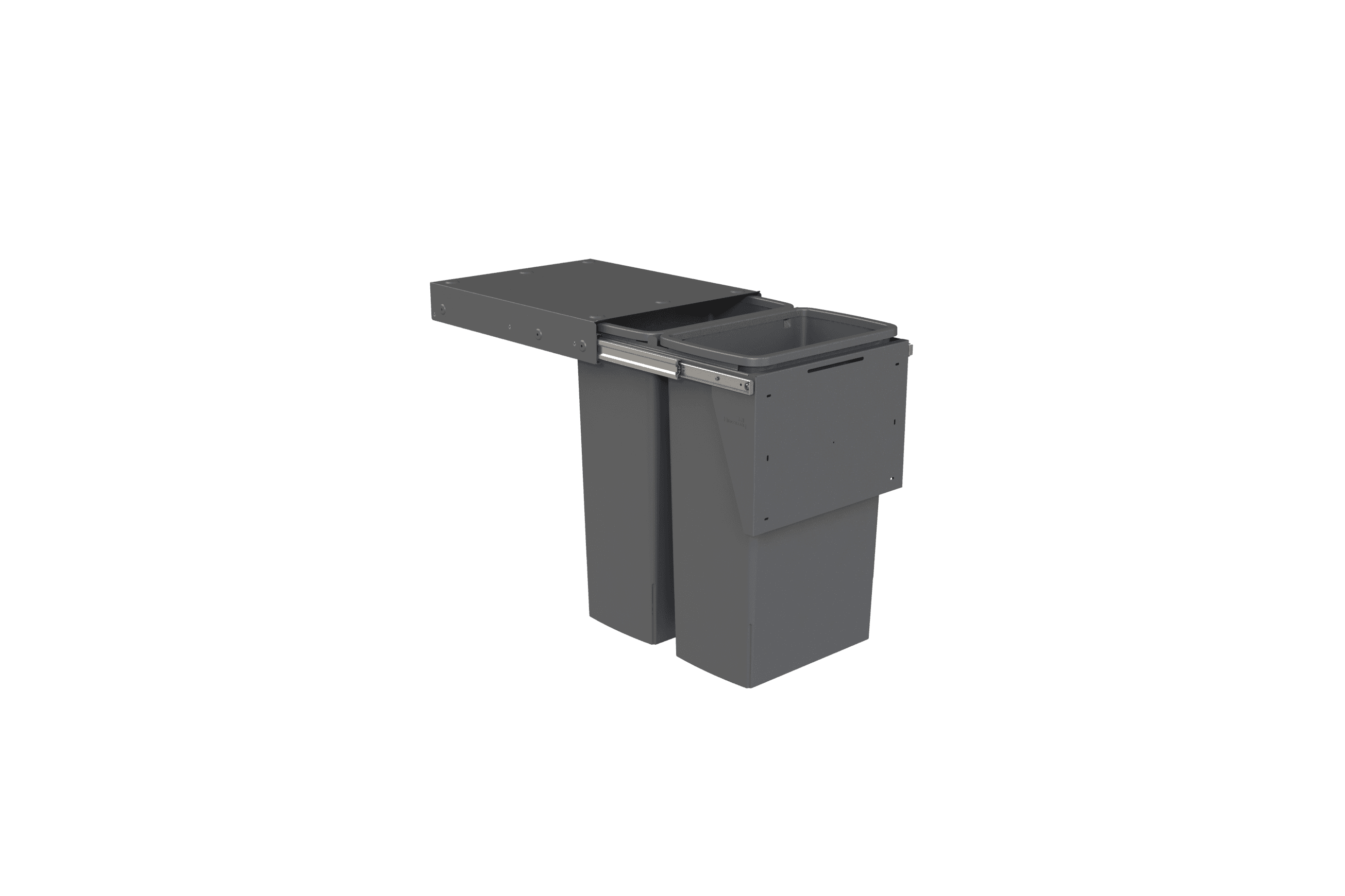 Compact Bin Storage - 2 x 40 Litre Buckets - Cinder - Door Pull