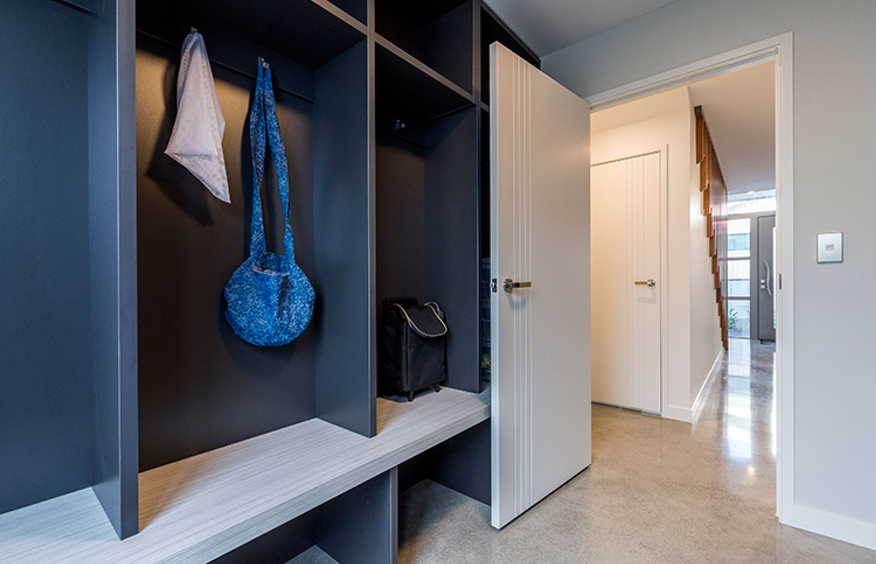 Great storage in this cloakroom as you enter. 