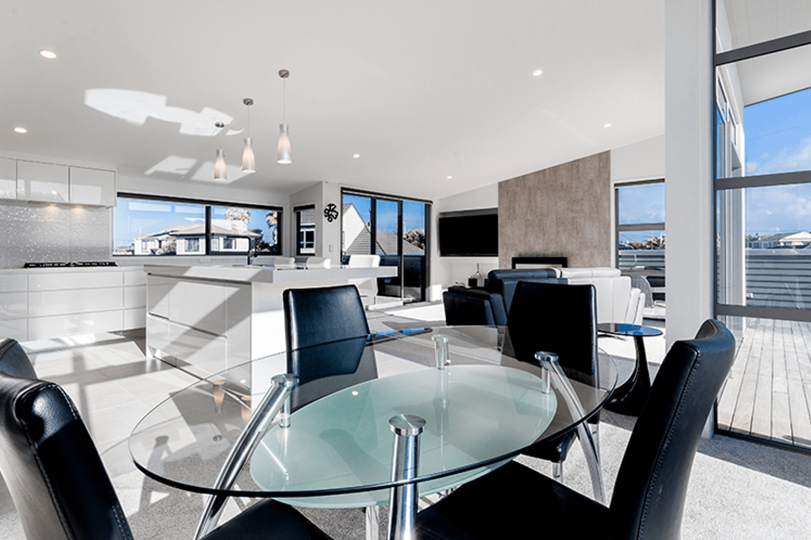 Indoor and outdoor living by the beach. 