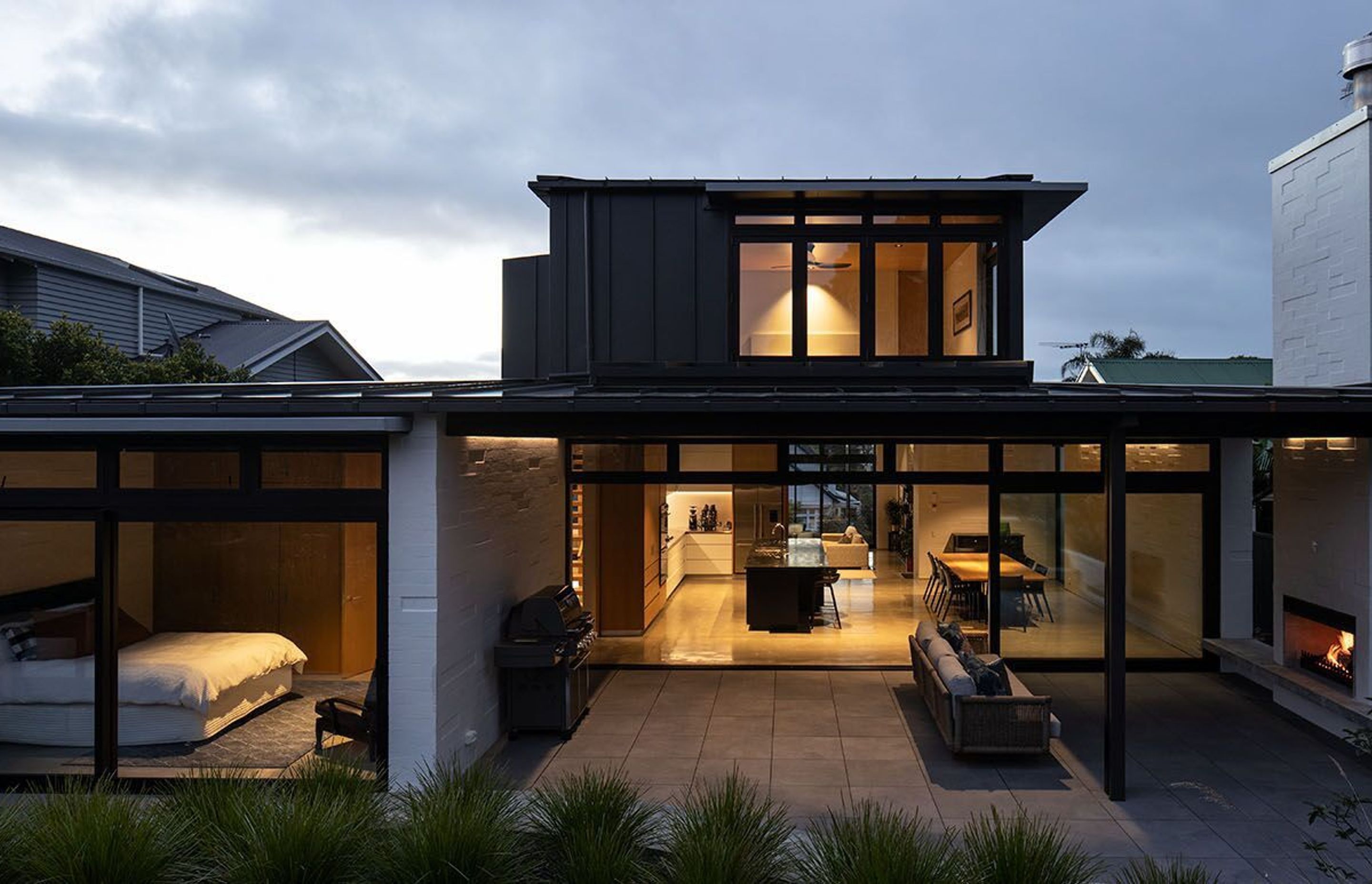 The master suite sits atop the home, designed as a crow’s nest; a place where the clients could retreat to that was completely separate from the hustle and bustle of the rest of the house