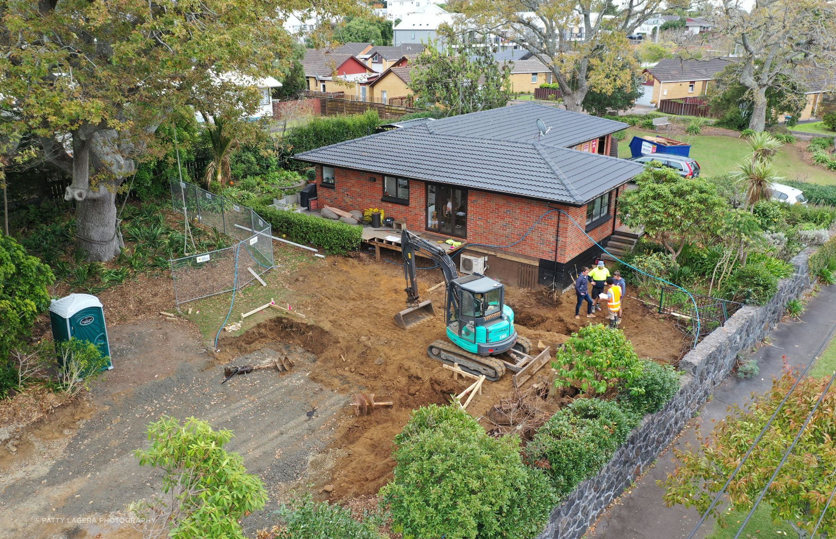 The house was extended out to the east of the original floorplan.