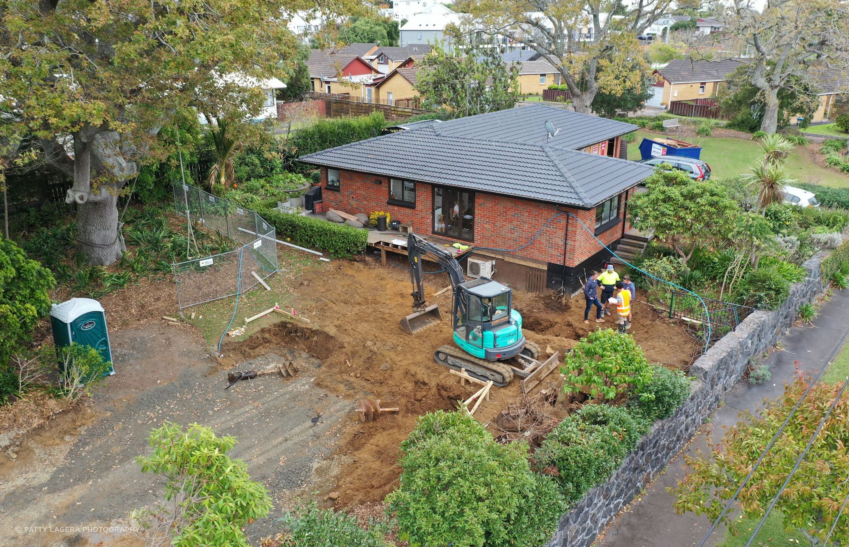 The house was extended out to the east of the original floorplan.