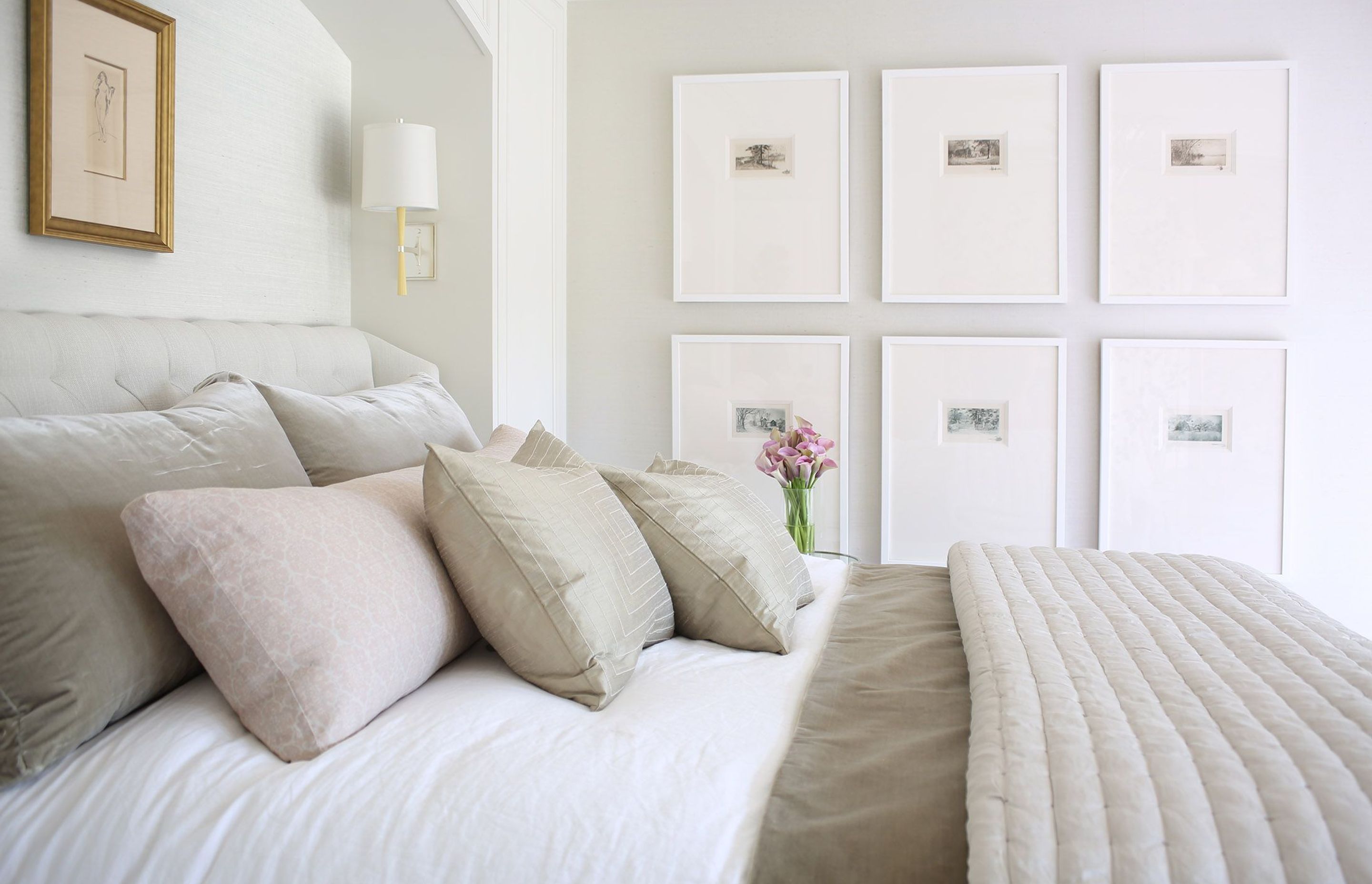 Wall Art and Bed.  Interiors by Lisa Tharp.