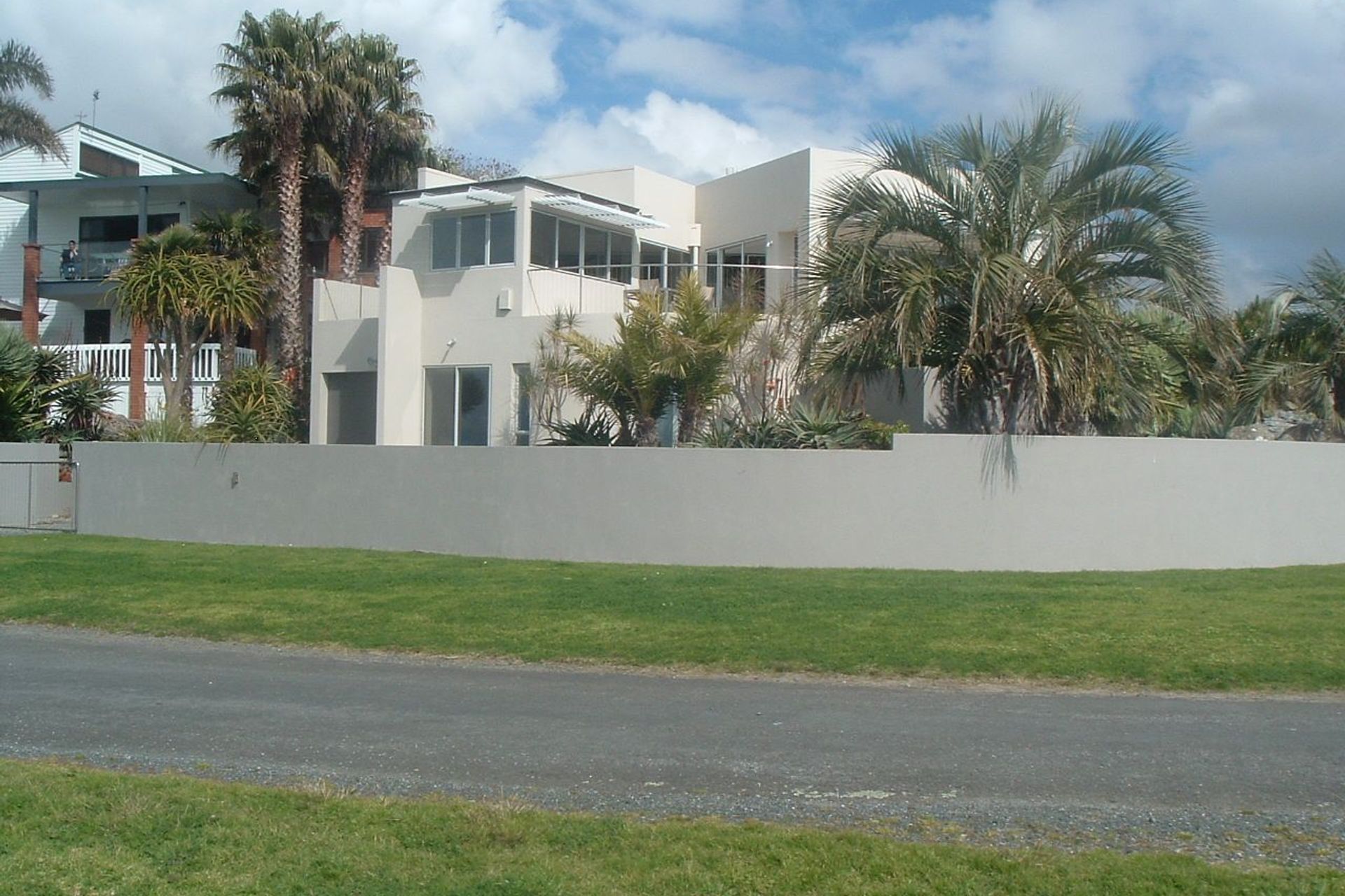 Tropical landscaping completes the resort theme