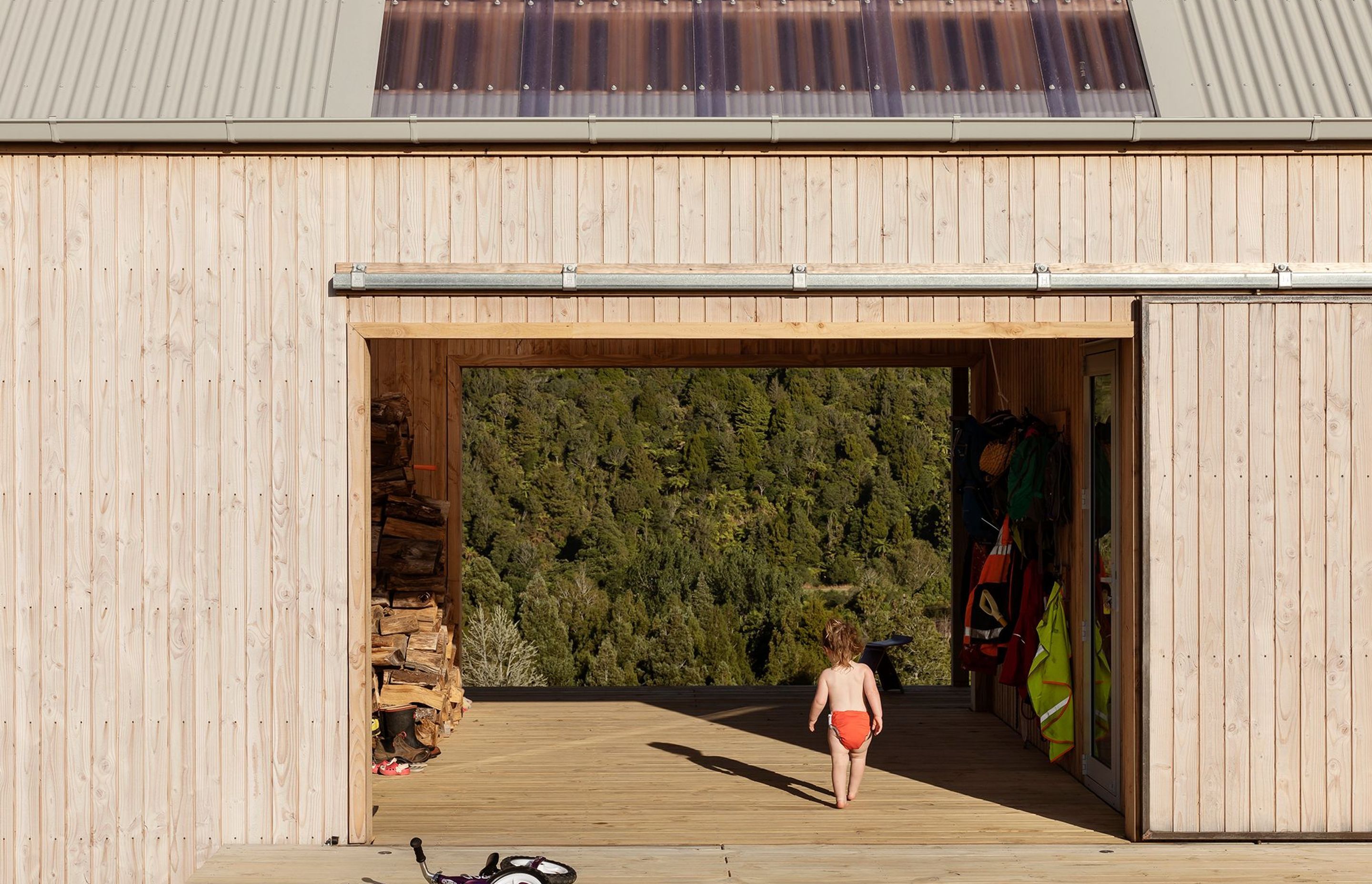 The remote rural location overlooking native forest is the perfect environment for a naked two year old to freely run around.