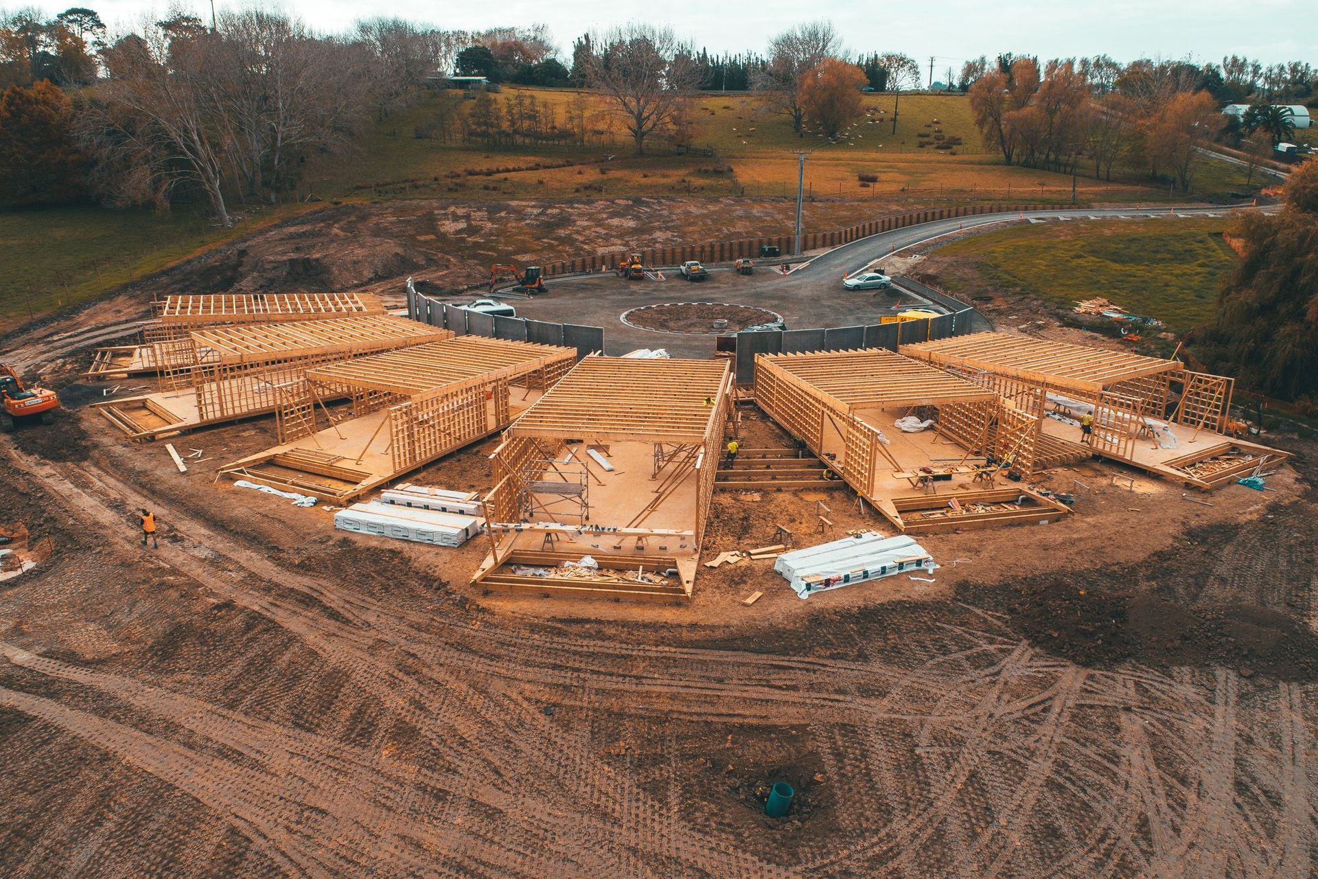 Construction Photography NZ - CPNZ - FutureBuild LVL - Dairy Flat SIte Progress - Drone Photo 1