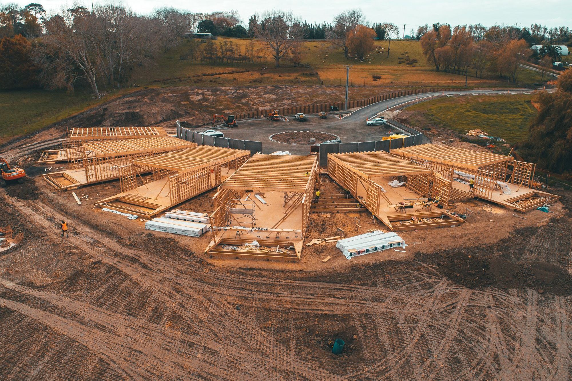 Construction Photography NZ - CPNZ - FutureBuild LVL - Dairy Flat SIte Progress - Drone Photo 1