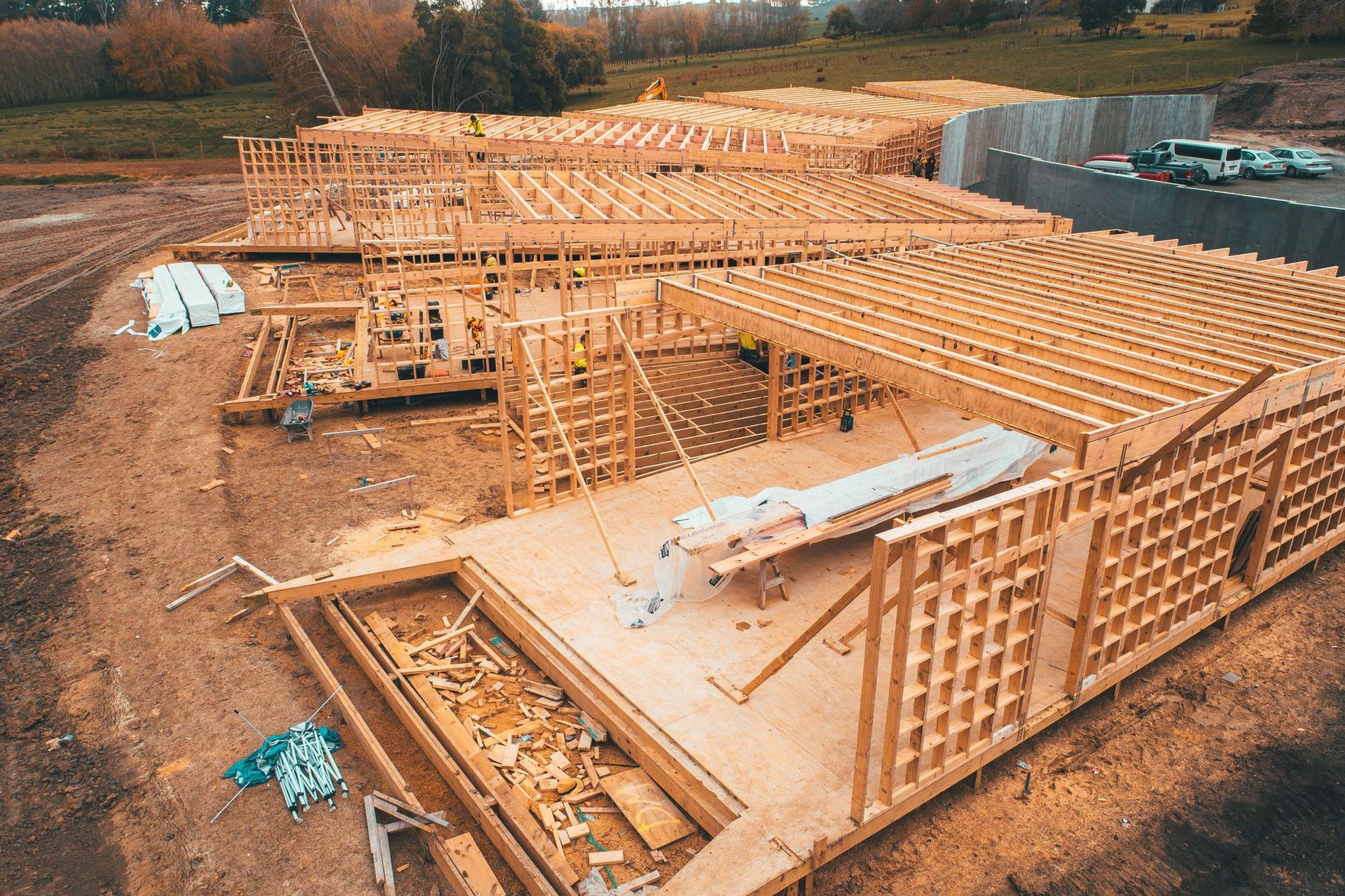 Construction Photography NZ - CPNZ - FutureBuild LVL - Dairy Flat SIte Progress - Drone Photo 7