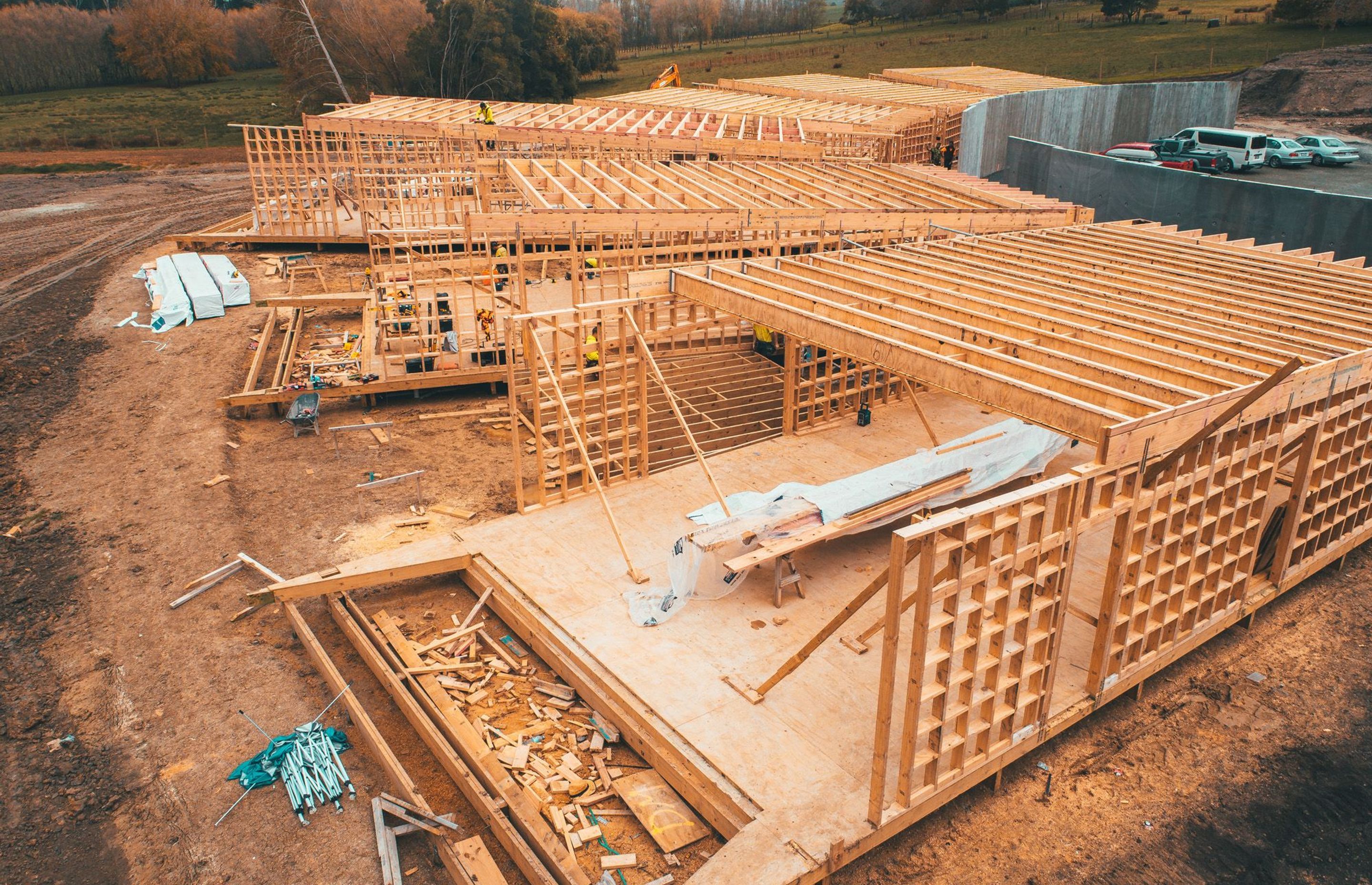 Construction Photography NZ - CPNZ - FutureBuild LVL - Dairy Flat SIte Progress - Drone Photo 7