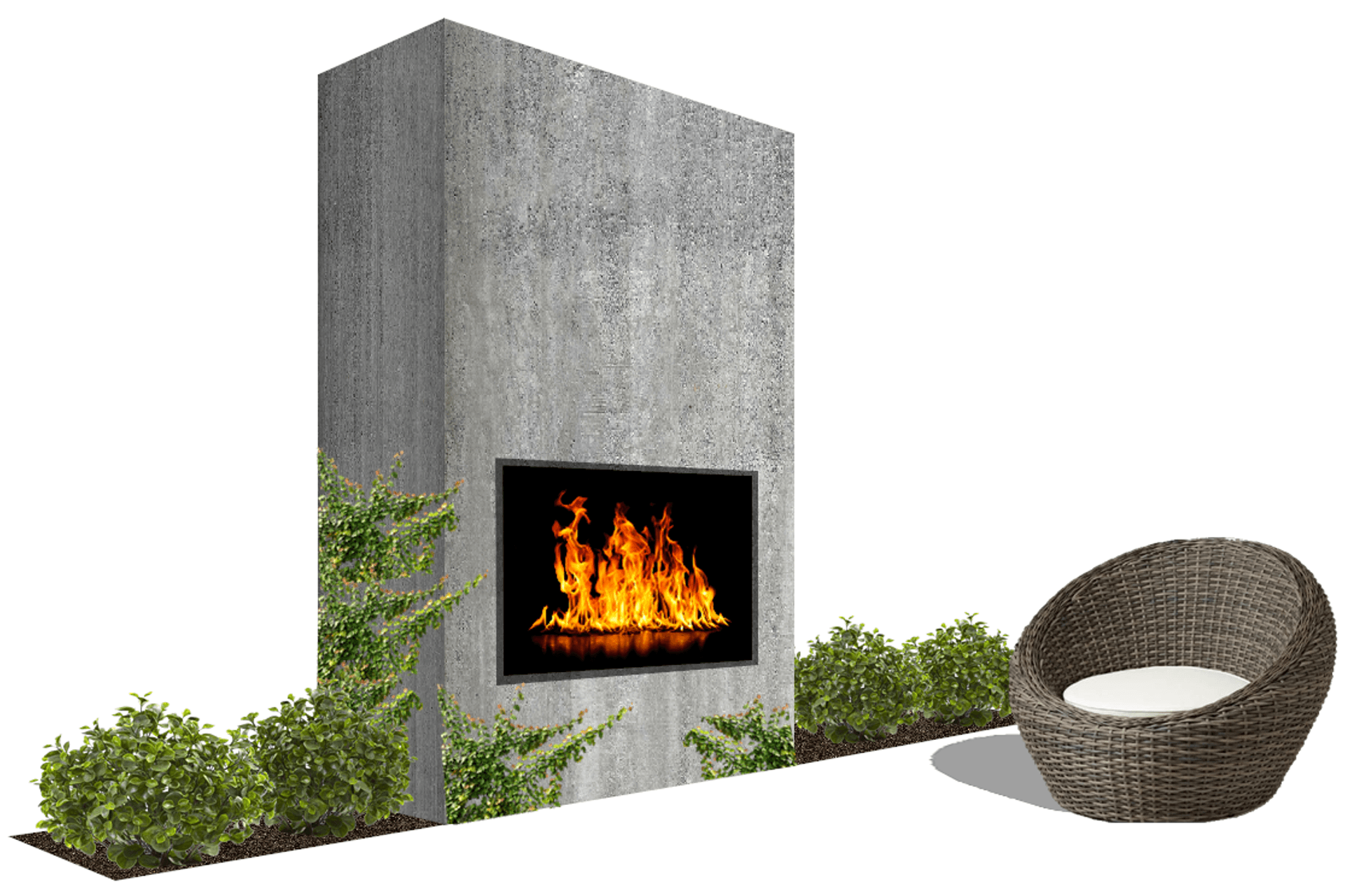 Intimate outdoor fireplace that centers around rear entertaining space.