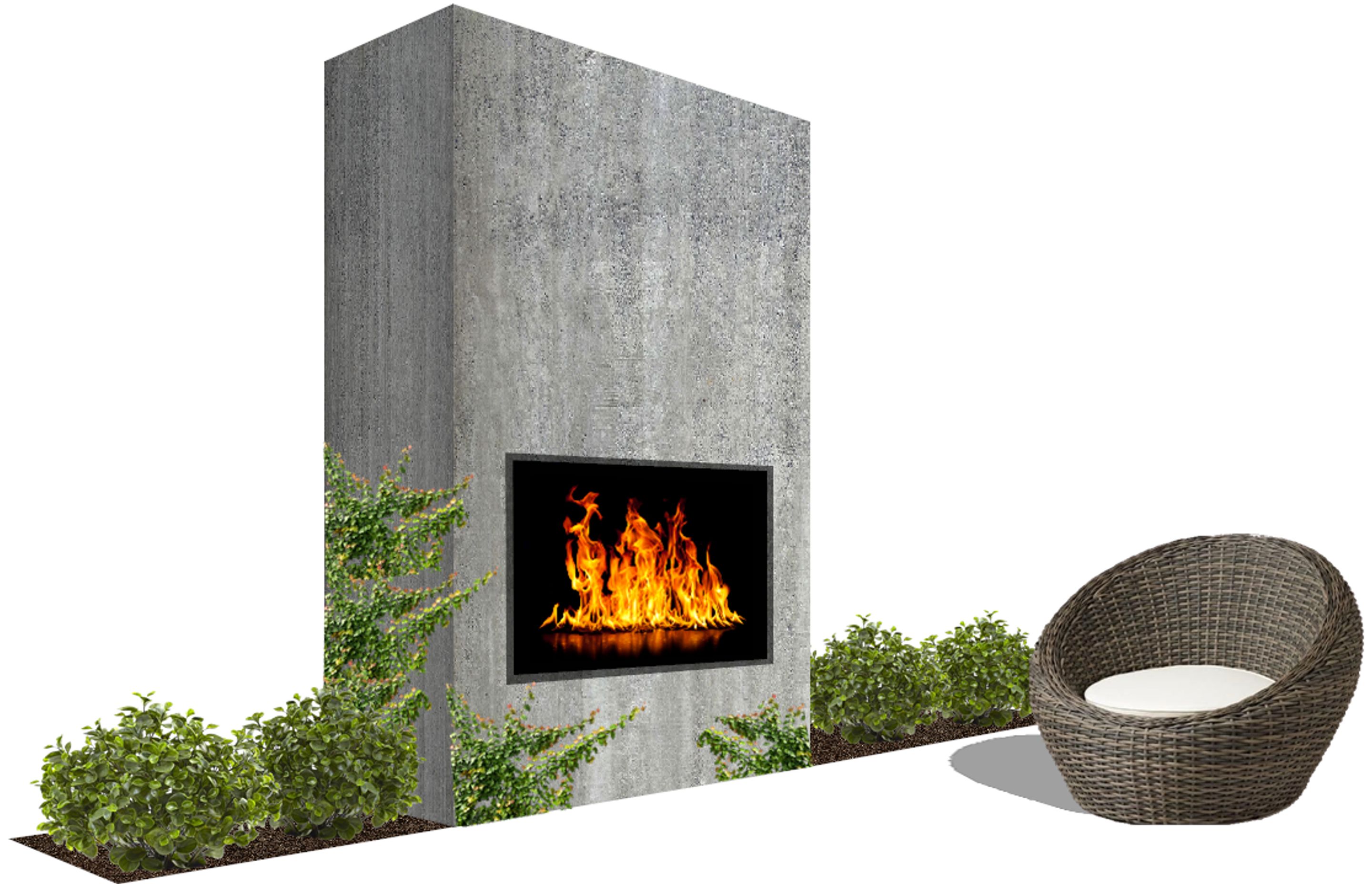 Intimate outdoor fireplace that centers around rear entertaining space.