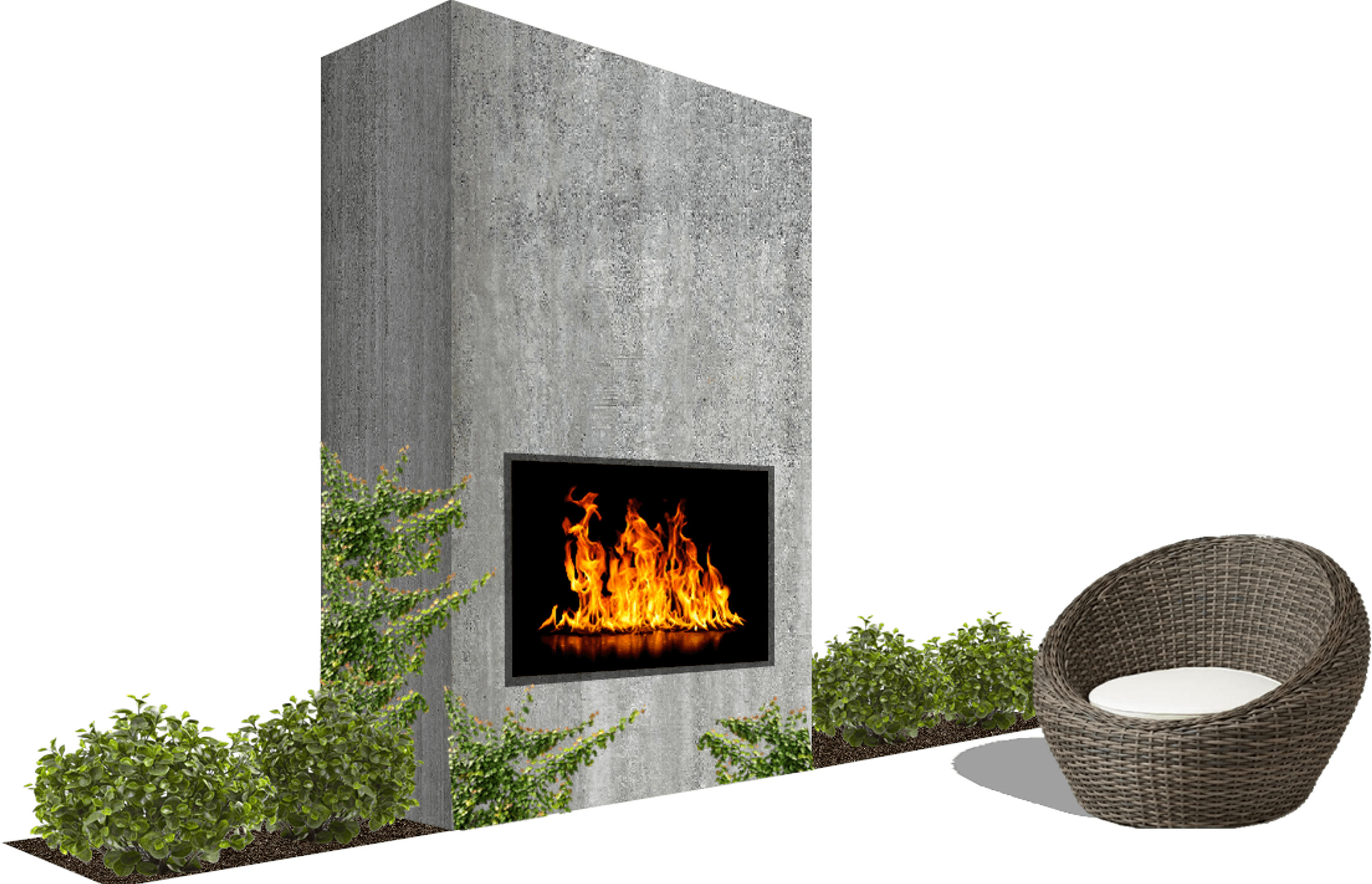 Intimate outdoor fireplace that centers around rear entertaining space.