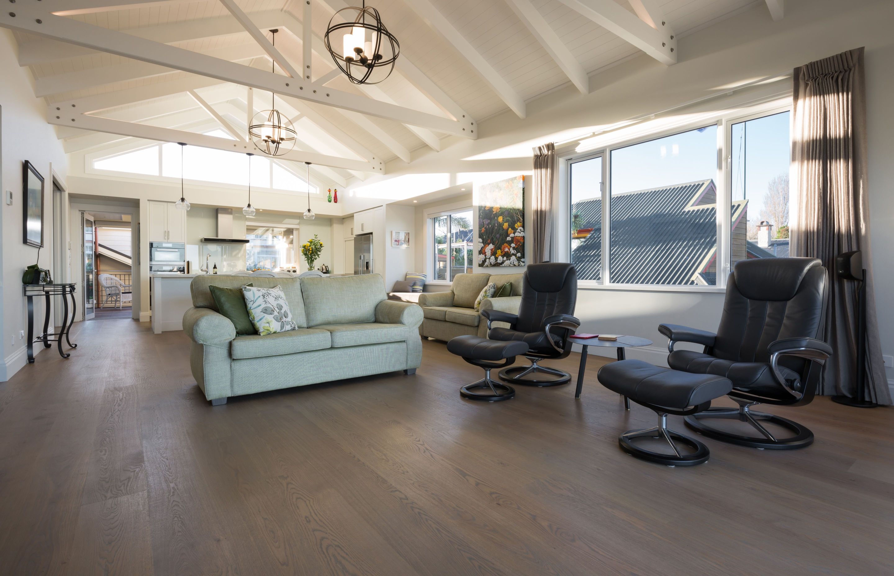 Engineered European Oak ​flooring and finished w/ Tover Oil in 'Smoke'
