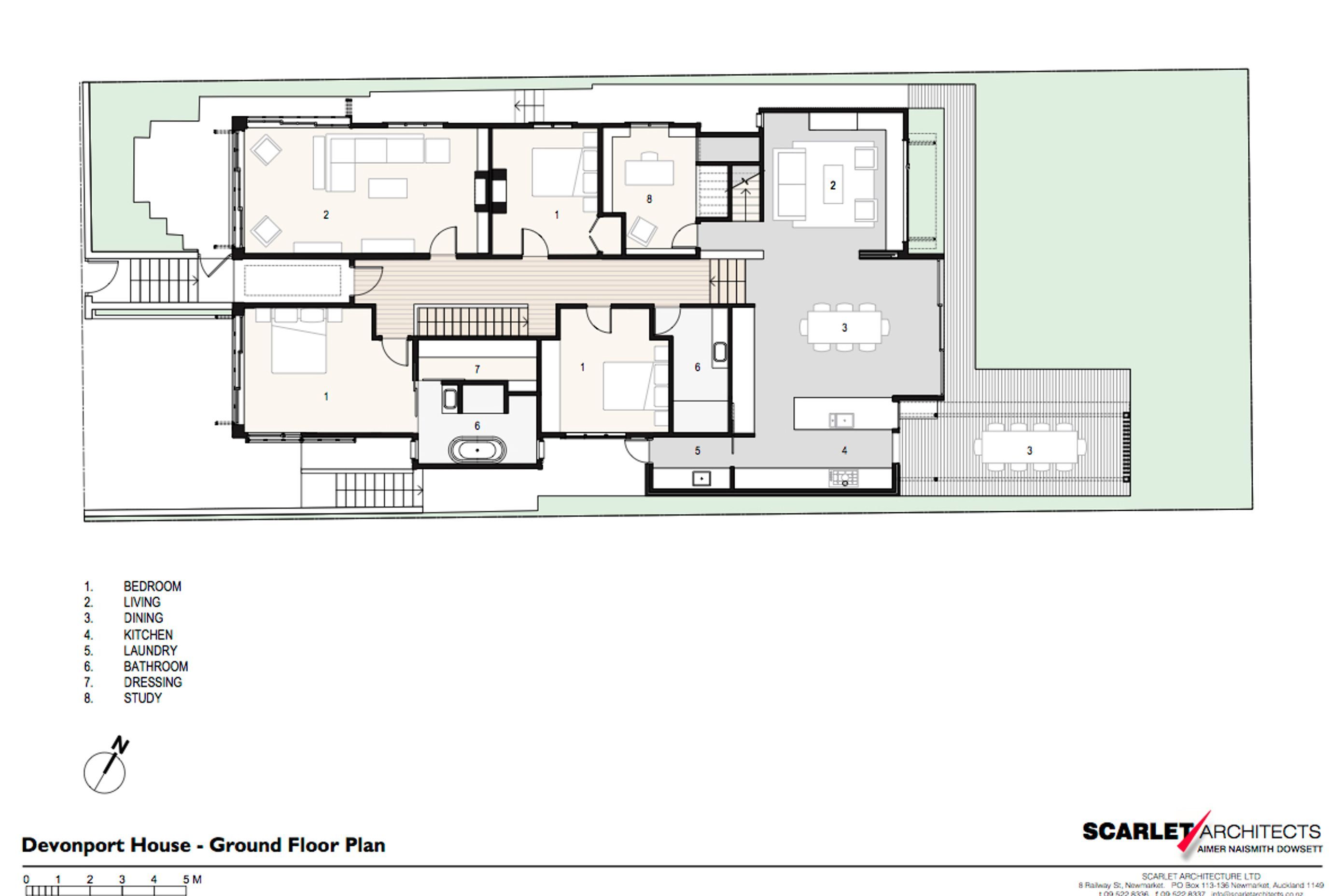 The ground-floor plan of the newly renovated house by Scarlet Architects.