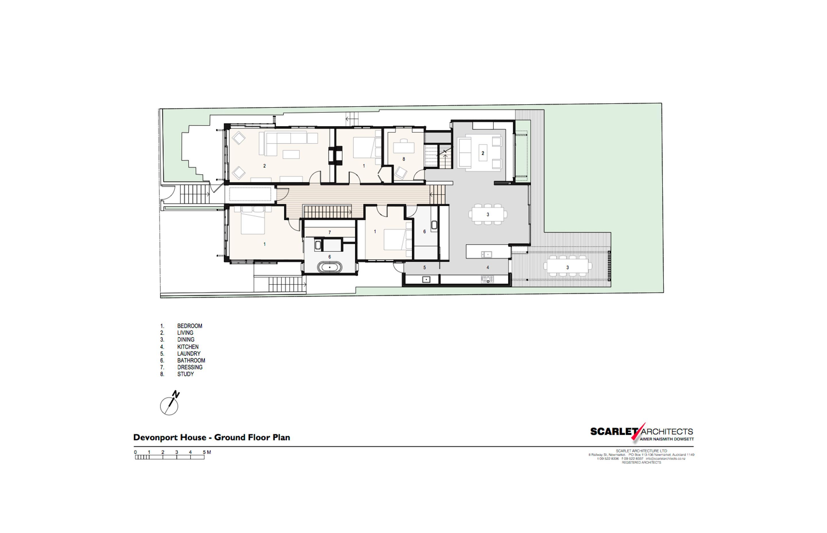 The ground-floor plan of the newly renovated house by Scarlet Architects.