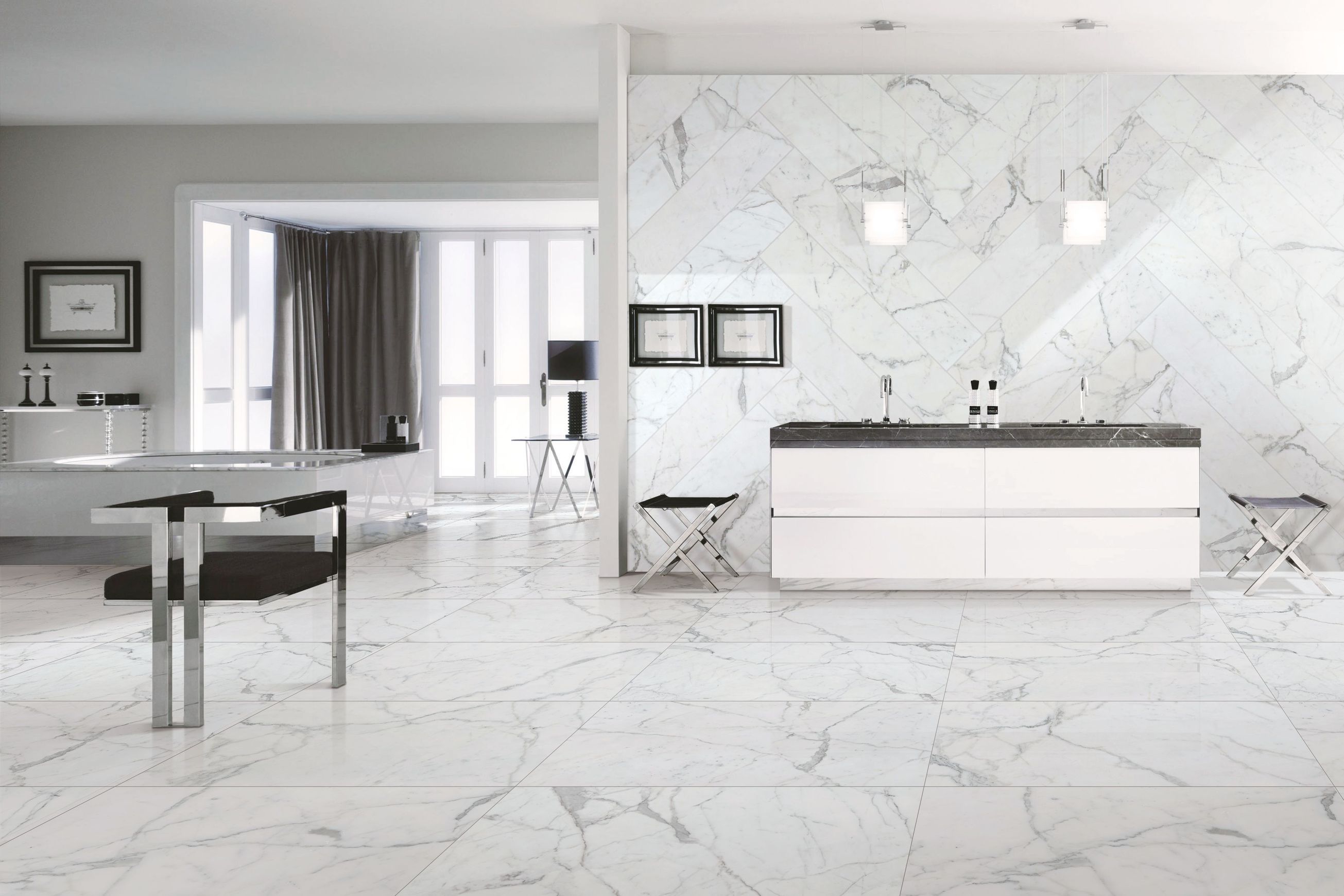 Evo Carrara & Statuario Wall & Floor Tiles