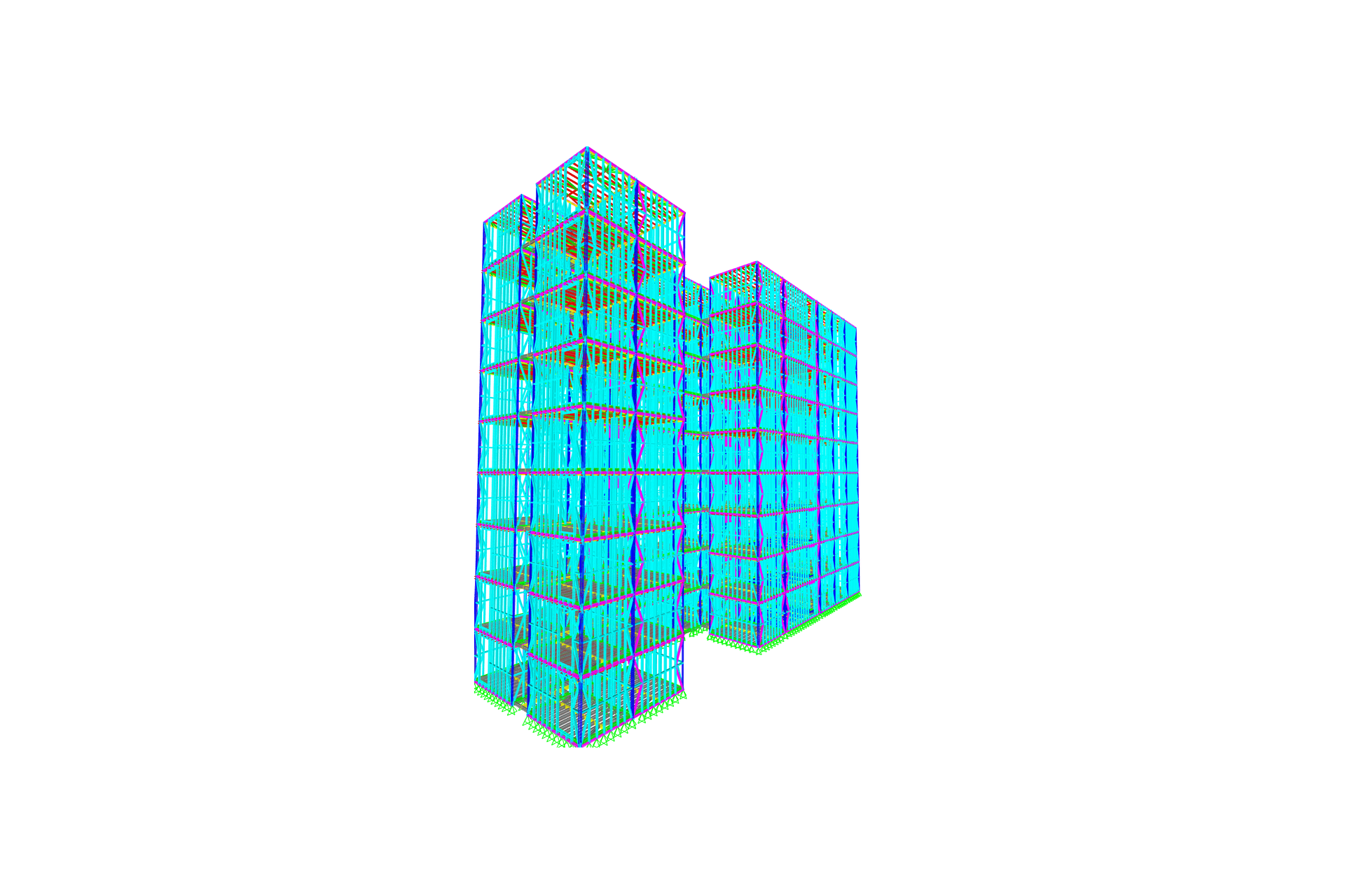 Detailed 3-D structural model (in part) of alternative design for Elam University Hall
