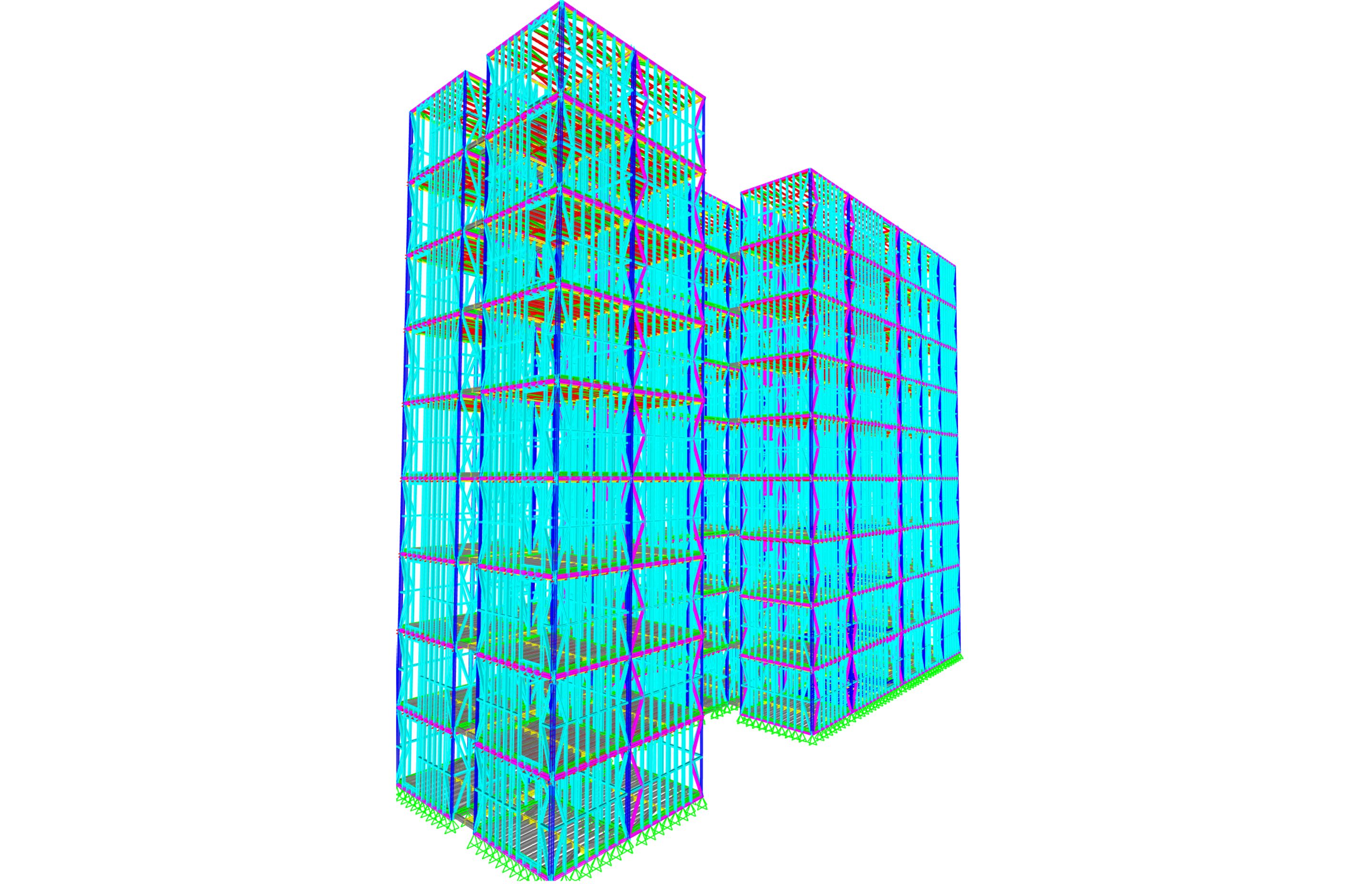 Detailed 3-D structural model (in part) of alternative design for Elam University Hall