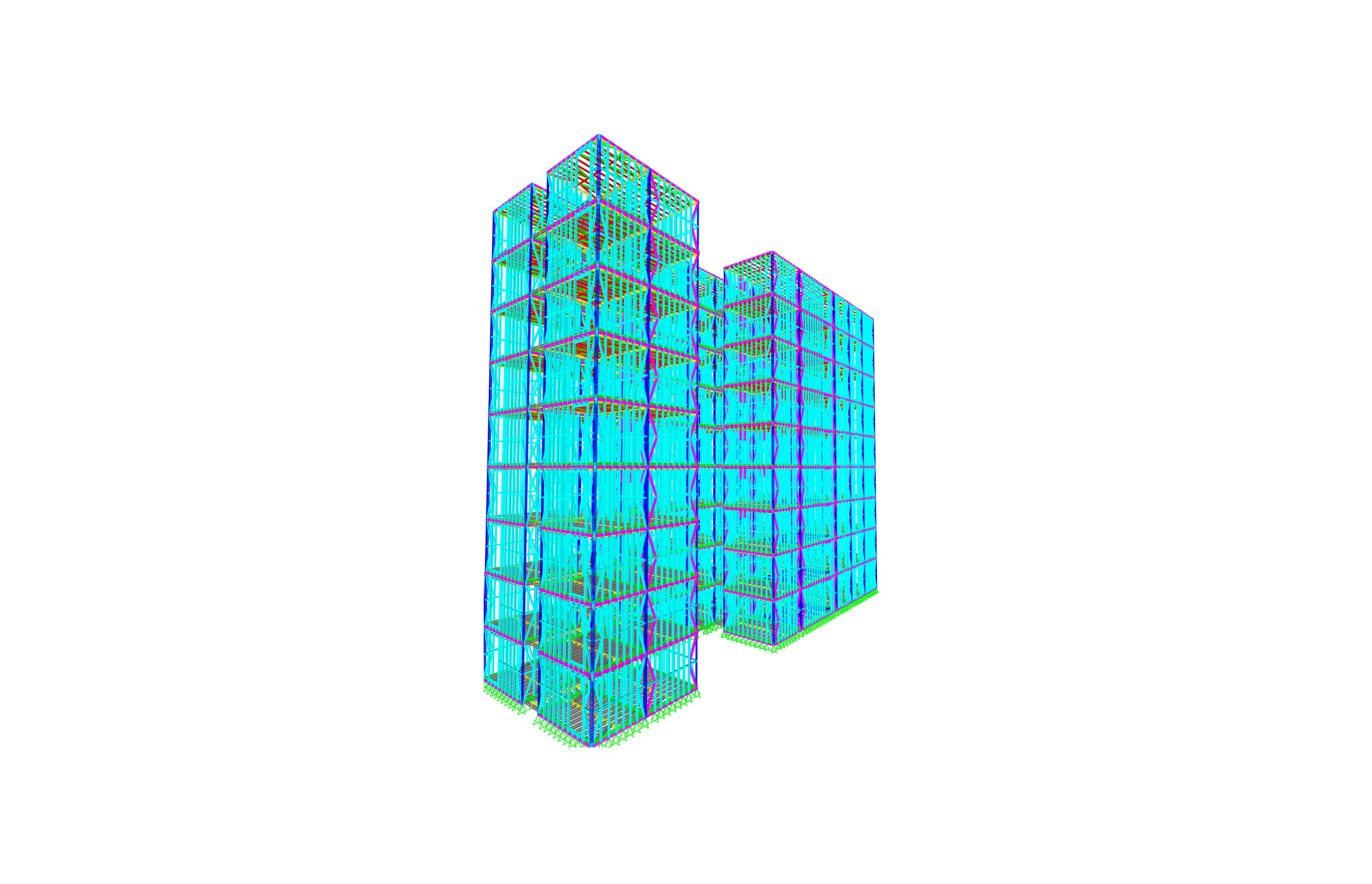 Detailed 3-D structural model (in part) of alternative design for Elam University Hall