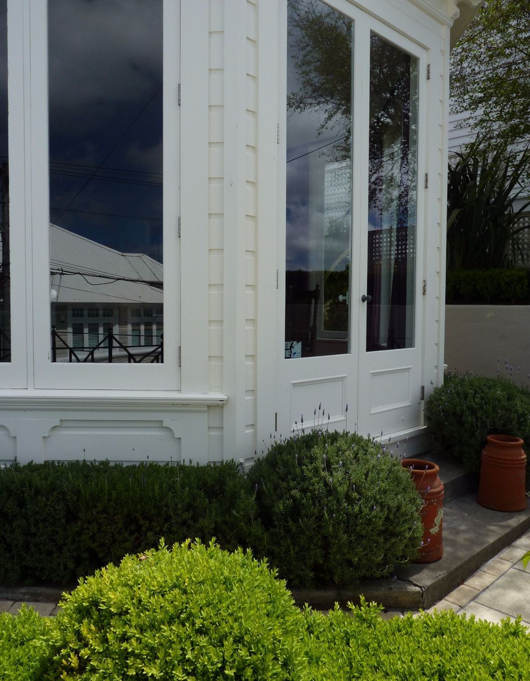 Crisp formal evergreen structure