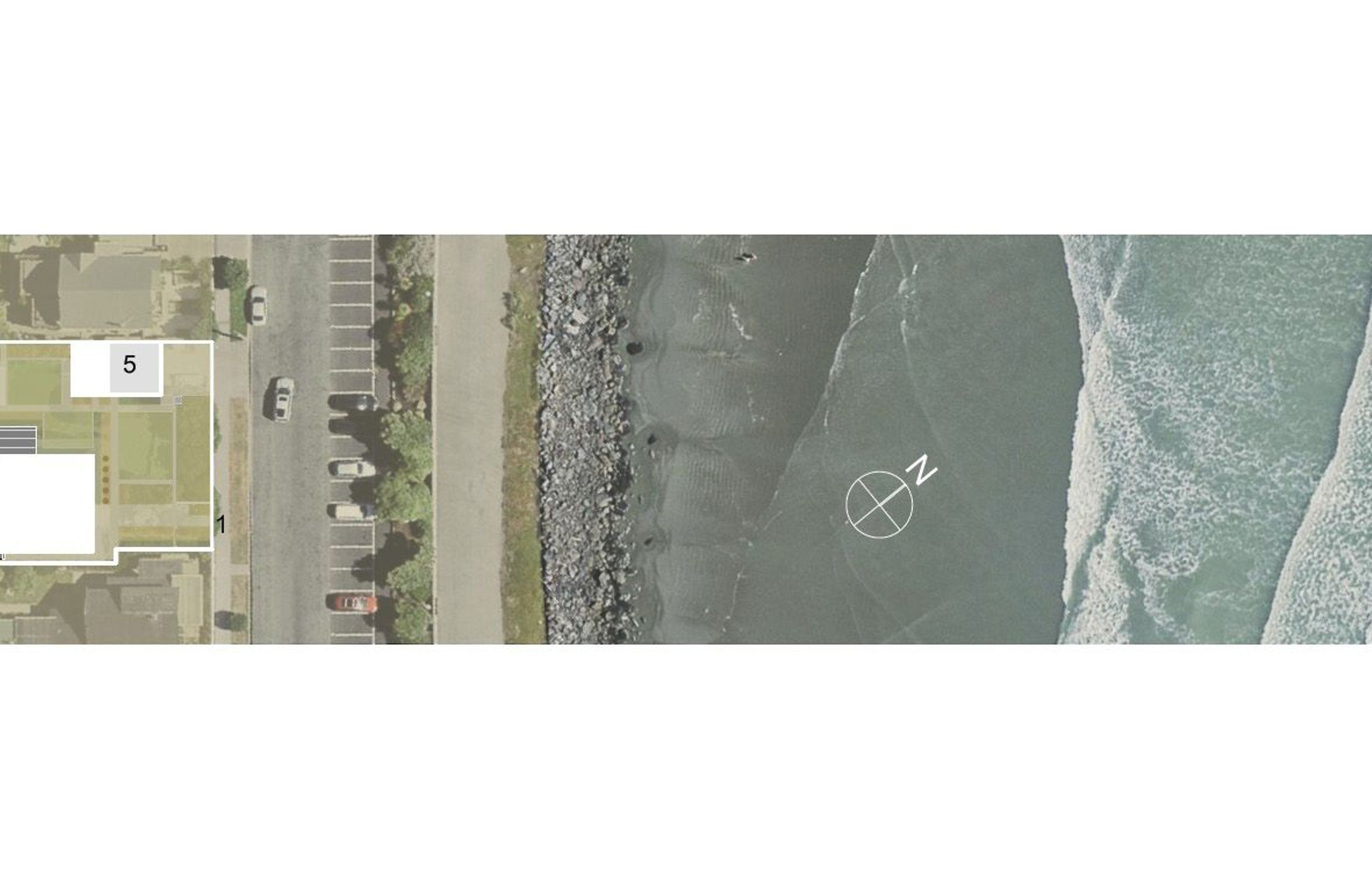 Site plan by Linetype Architectural indicates the house's proximity to the ocean.