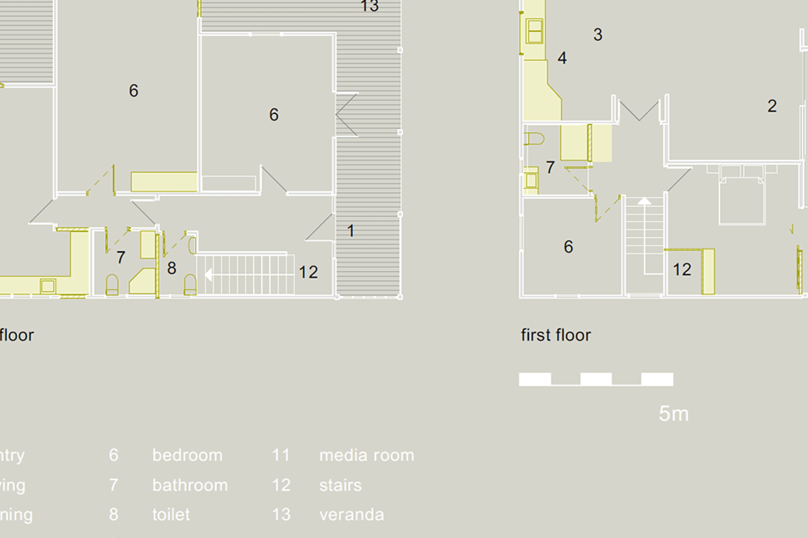 Existing ground and first-floor plans by Linetype Architectural.