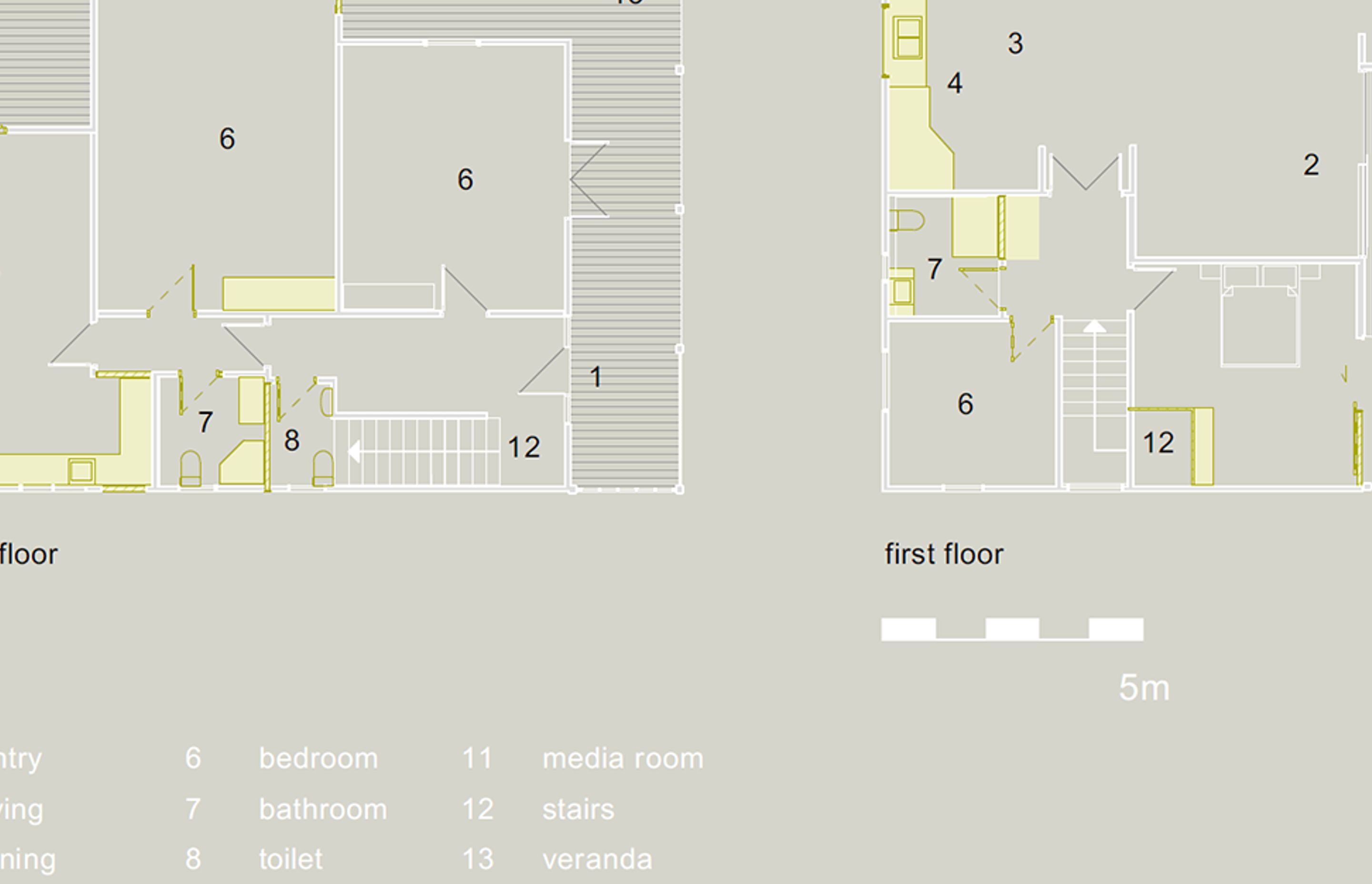 Existing ground and first-floor plans by Linetype Architectural.