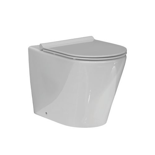 Evo Rimless Floor Mount Toilet Thick Seat