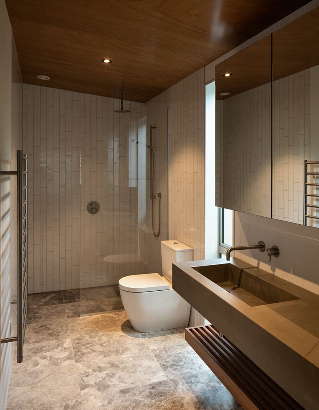 The bathroom in the master bedroom suite.