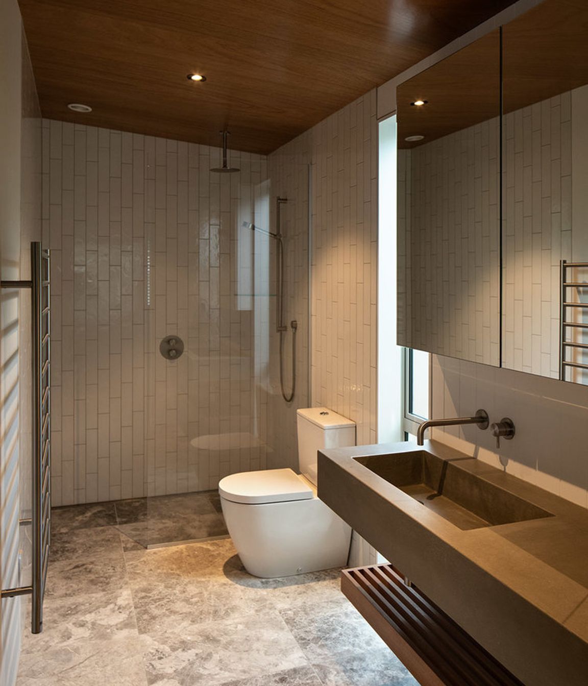 The bathroom in the master bedroom suite.