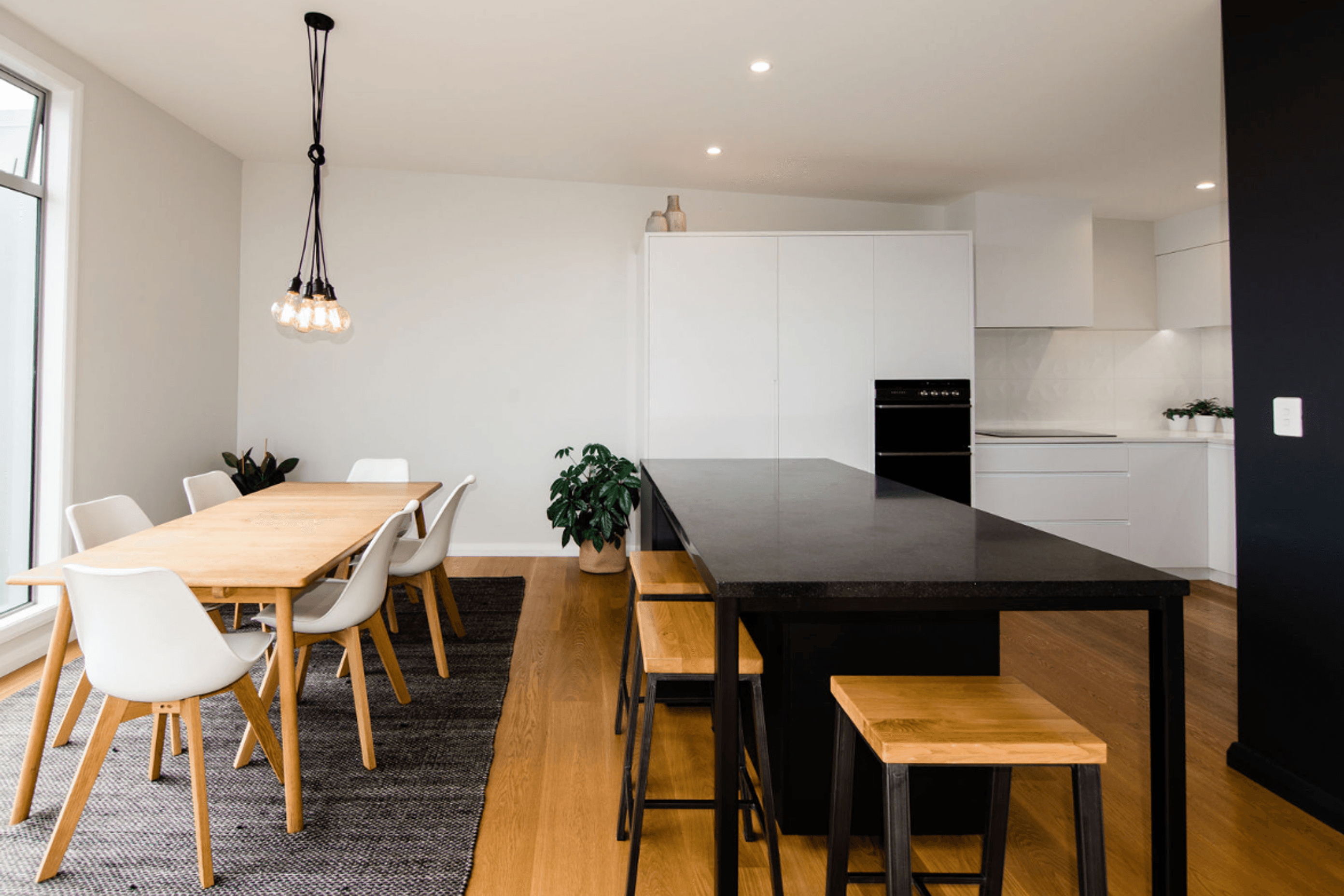 Kitchen Island honed black granite with steel frame - a great entertaining centre