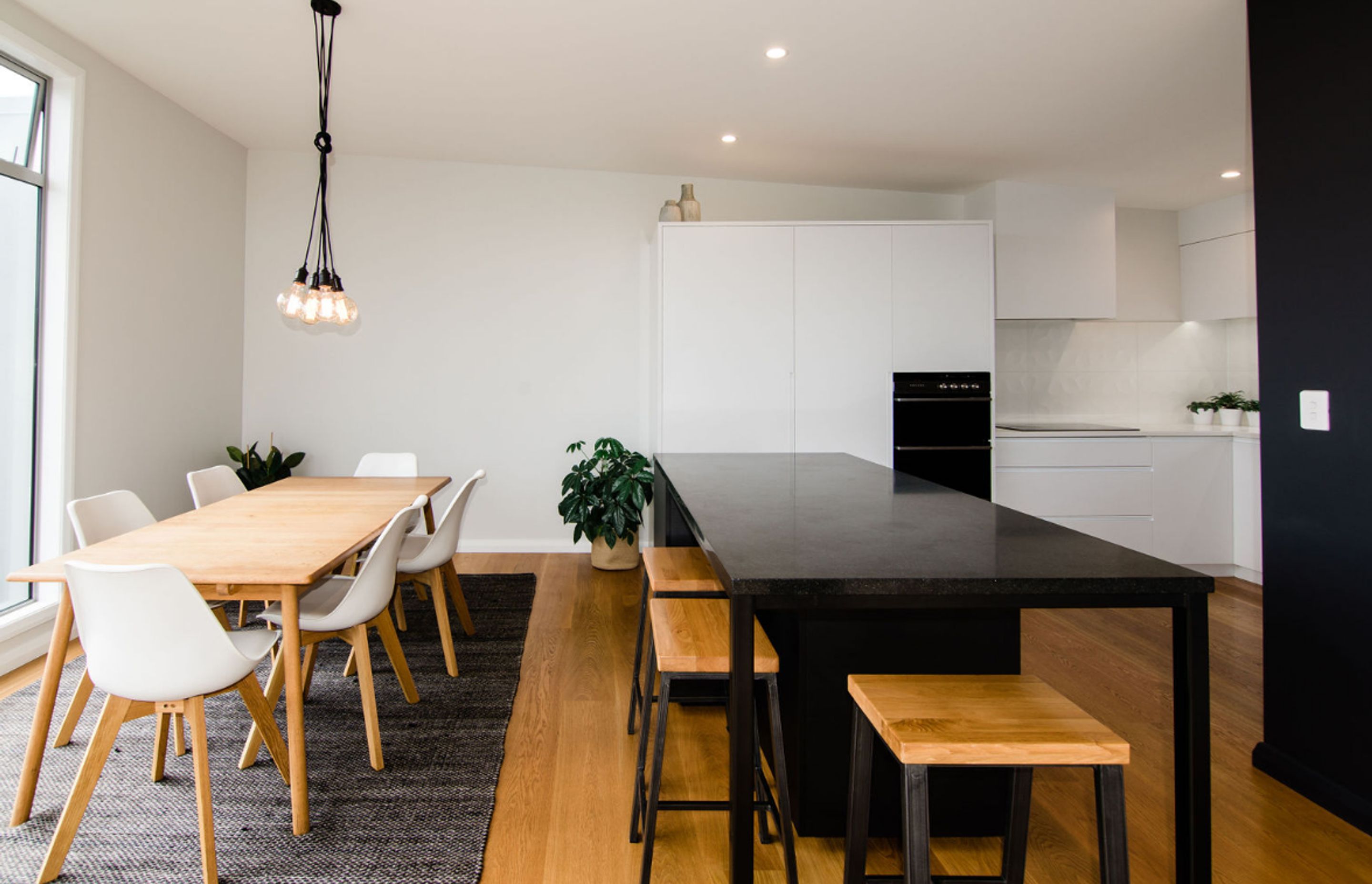 Kitchen Island honed black granite with steel frame - a great entertaining centre