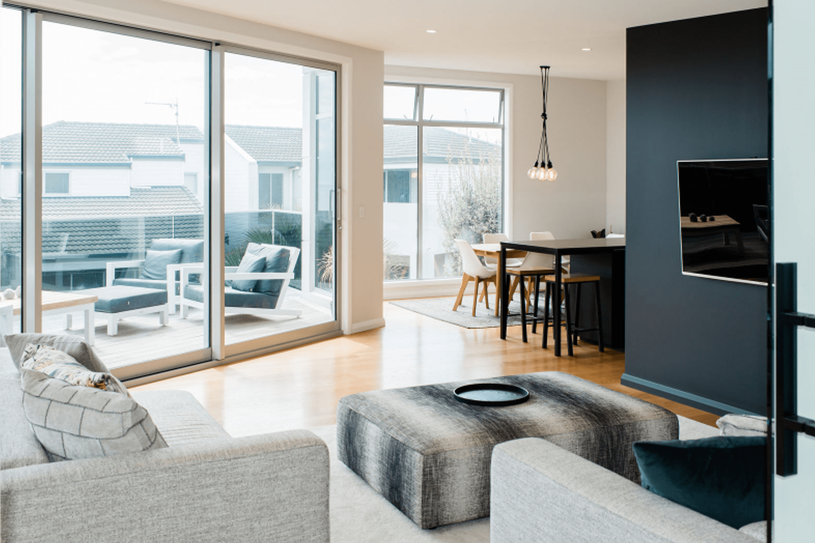 Open plan living, American Oak flooring