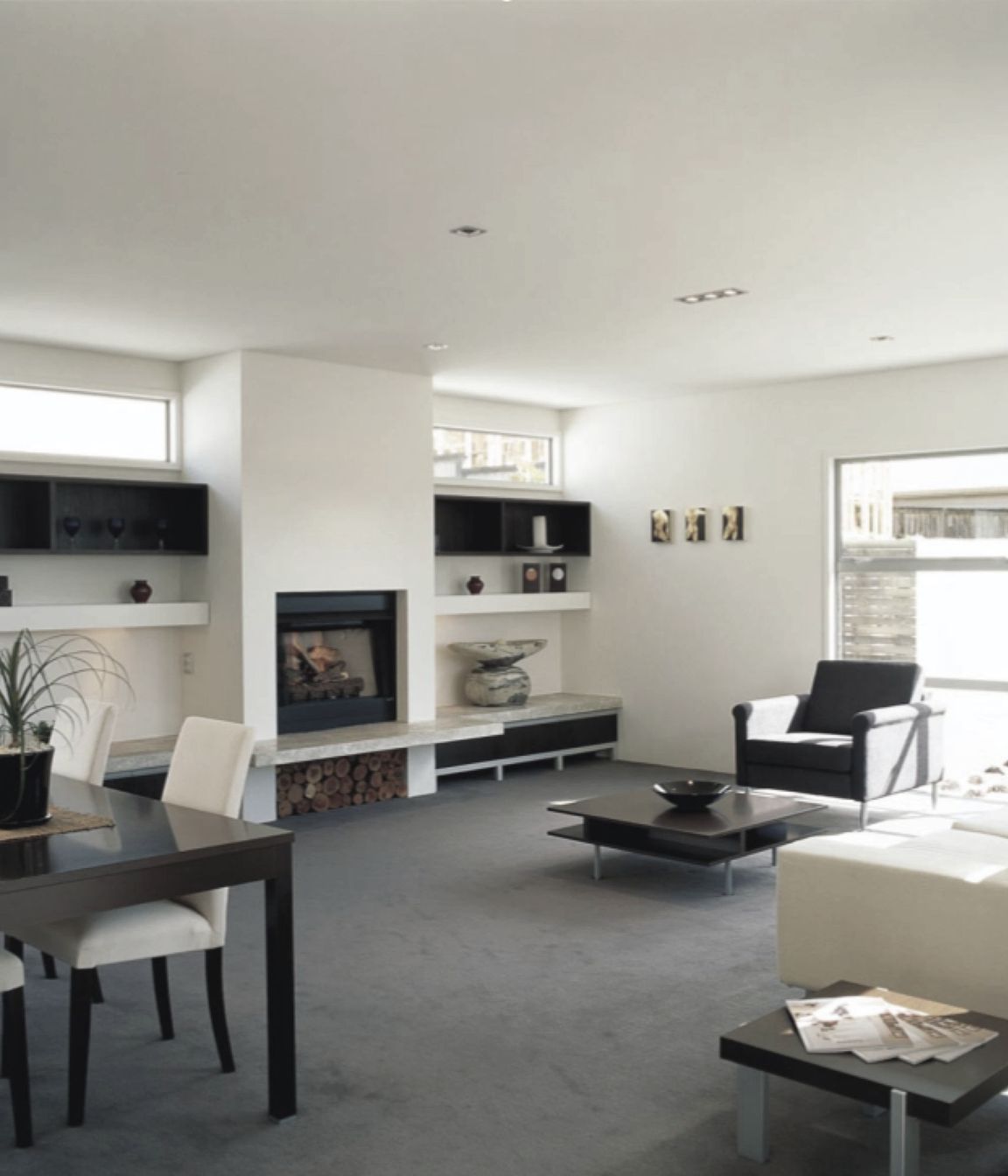 Formal Living as it was presented during the Open Home and TV location period in 2001. The Feature raised hearth was a favourite sitting place for visitors.