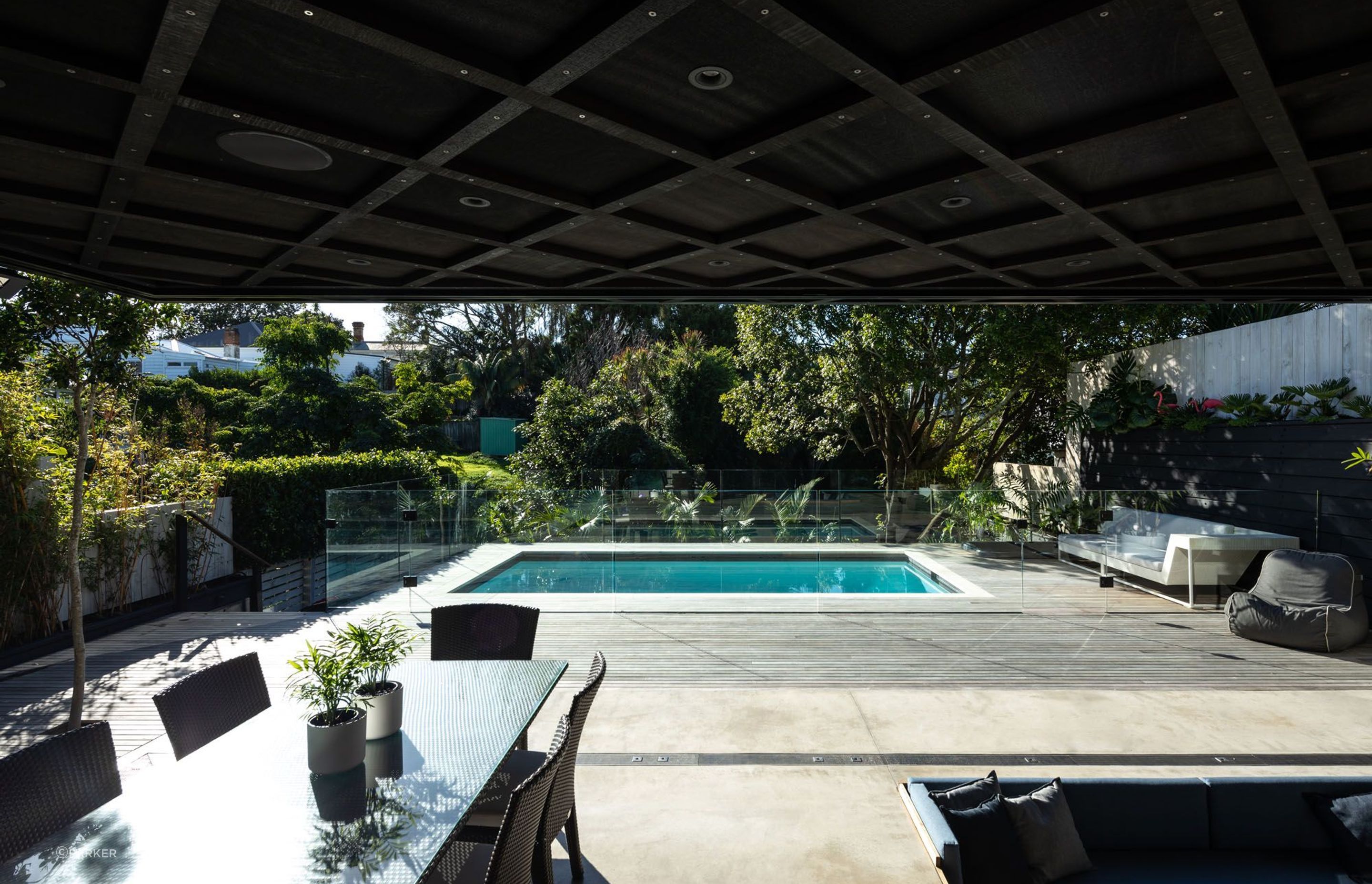 The homeowners wanted an outdoor area that they could utilise all year round yet still maintained a direct connection to the backyard.