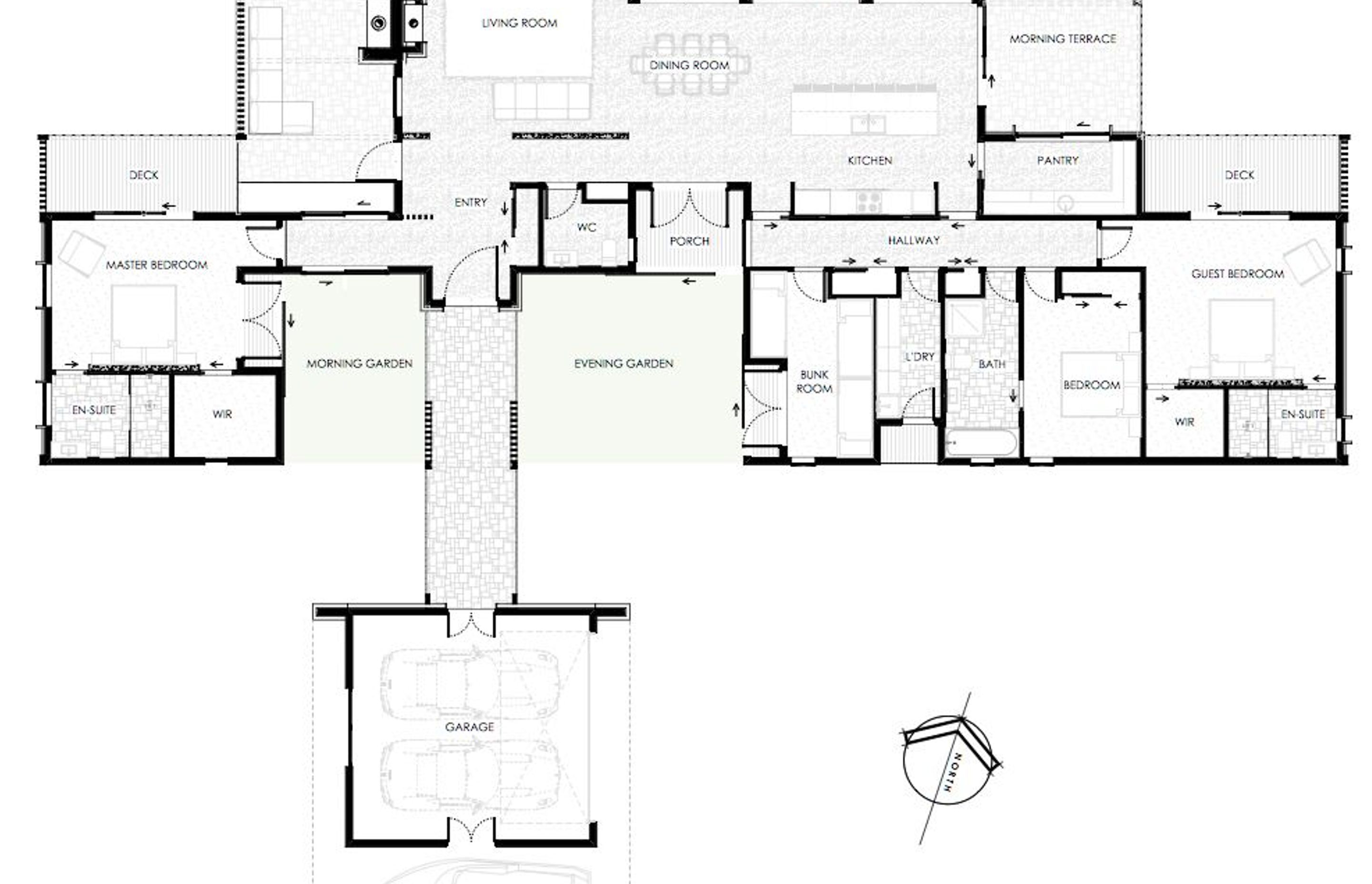 Alpine Retreat ground-floor plan by Barry Connor Design. Scale 1:100.