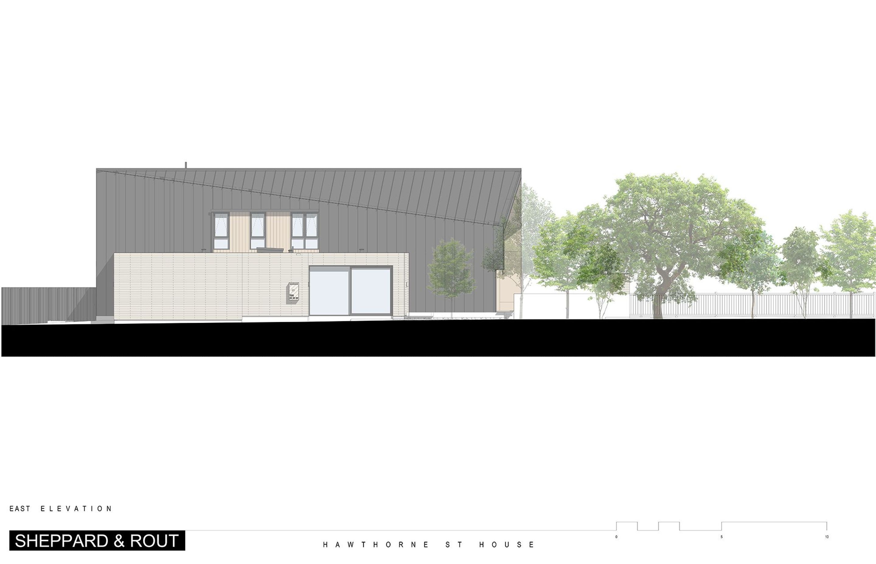 East-facing elevation by Sheppard & Rout Architects.