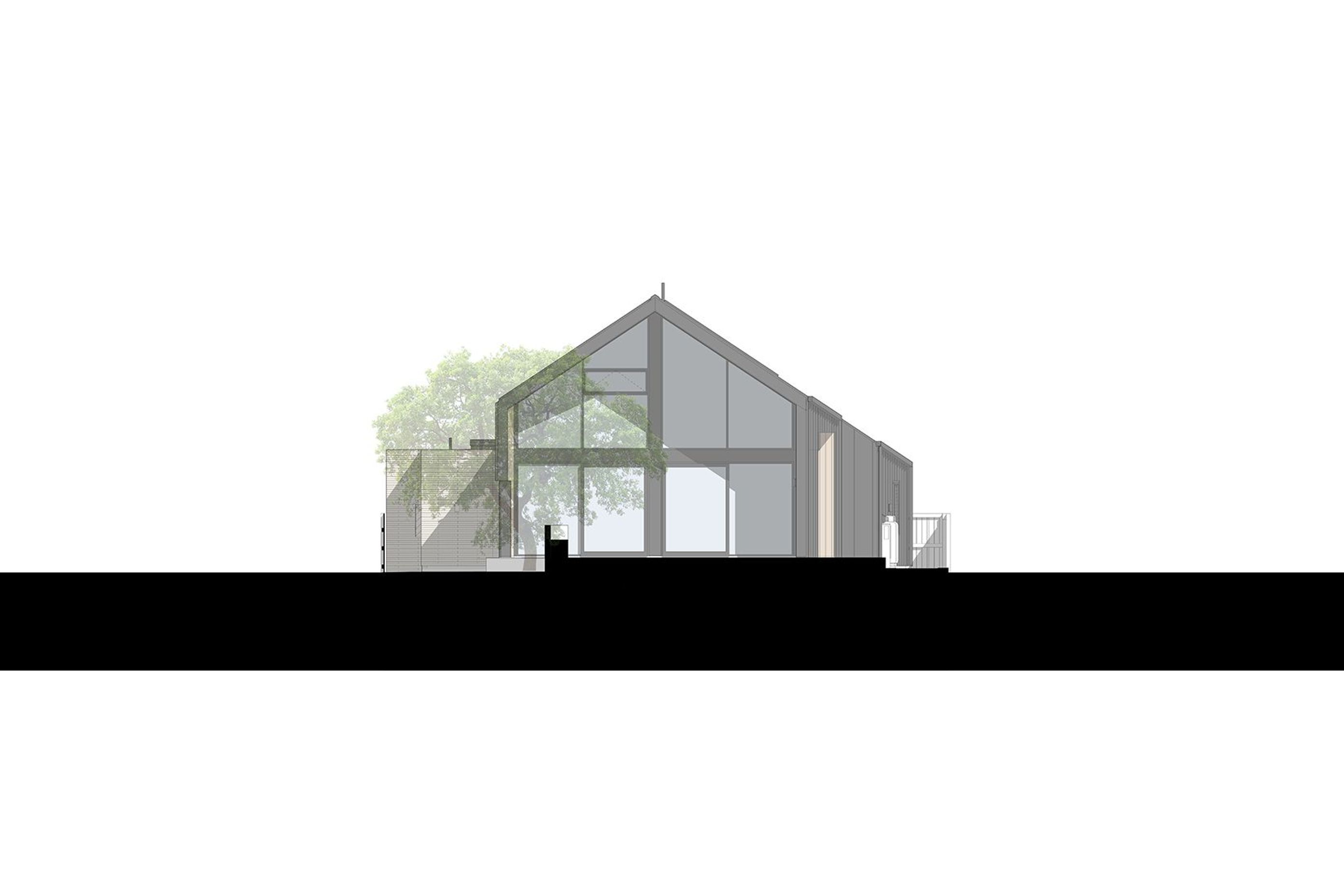 North-facing elevation by Sheppard &amp; Rout Architects.