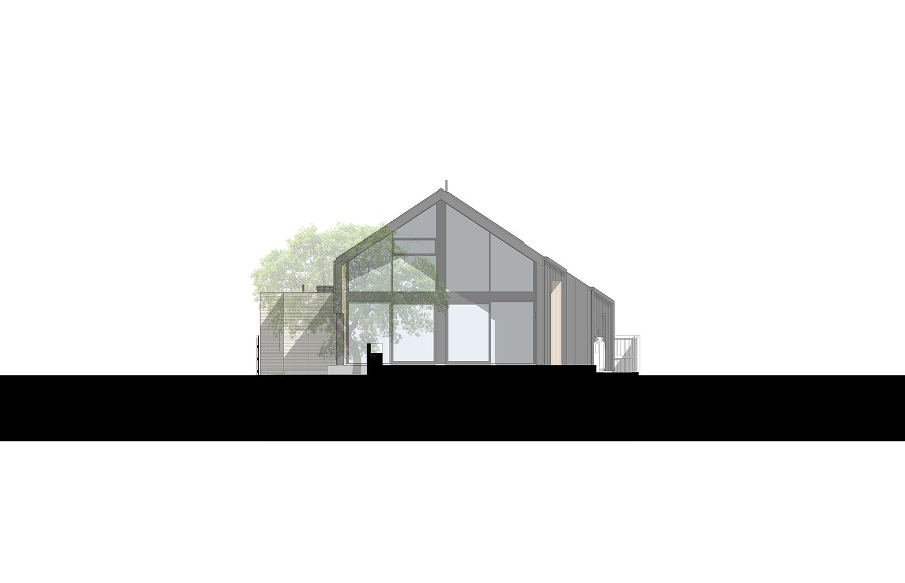 North-facing elevation by Sheppard & Rout Architects.
