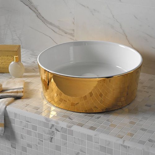 Happy Hour 07:00 Counter Top Basin in Gold by Michel Cesar