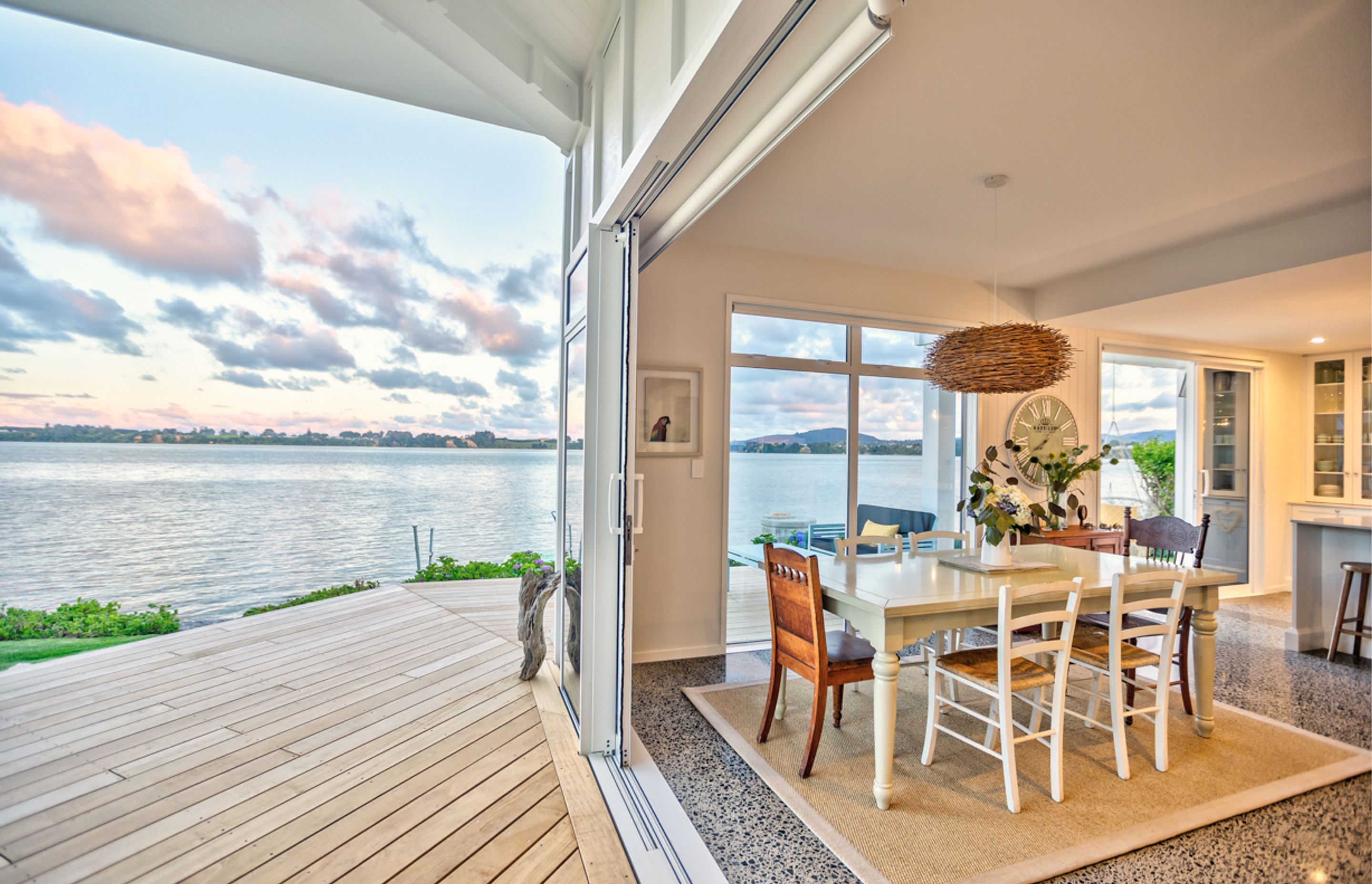 Nestled on the harbours edge this home has uninterrupted views from all of the main living spaces and master suite.