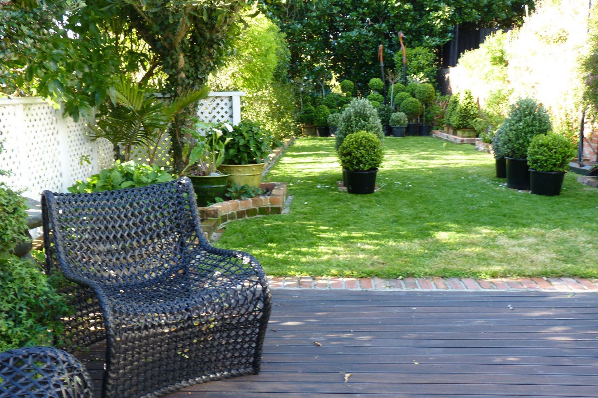 New deck and brick lawn edging