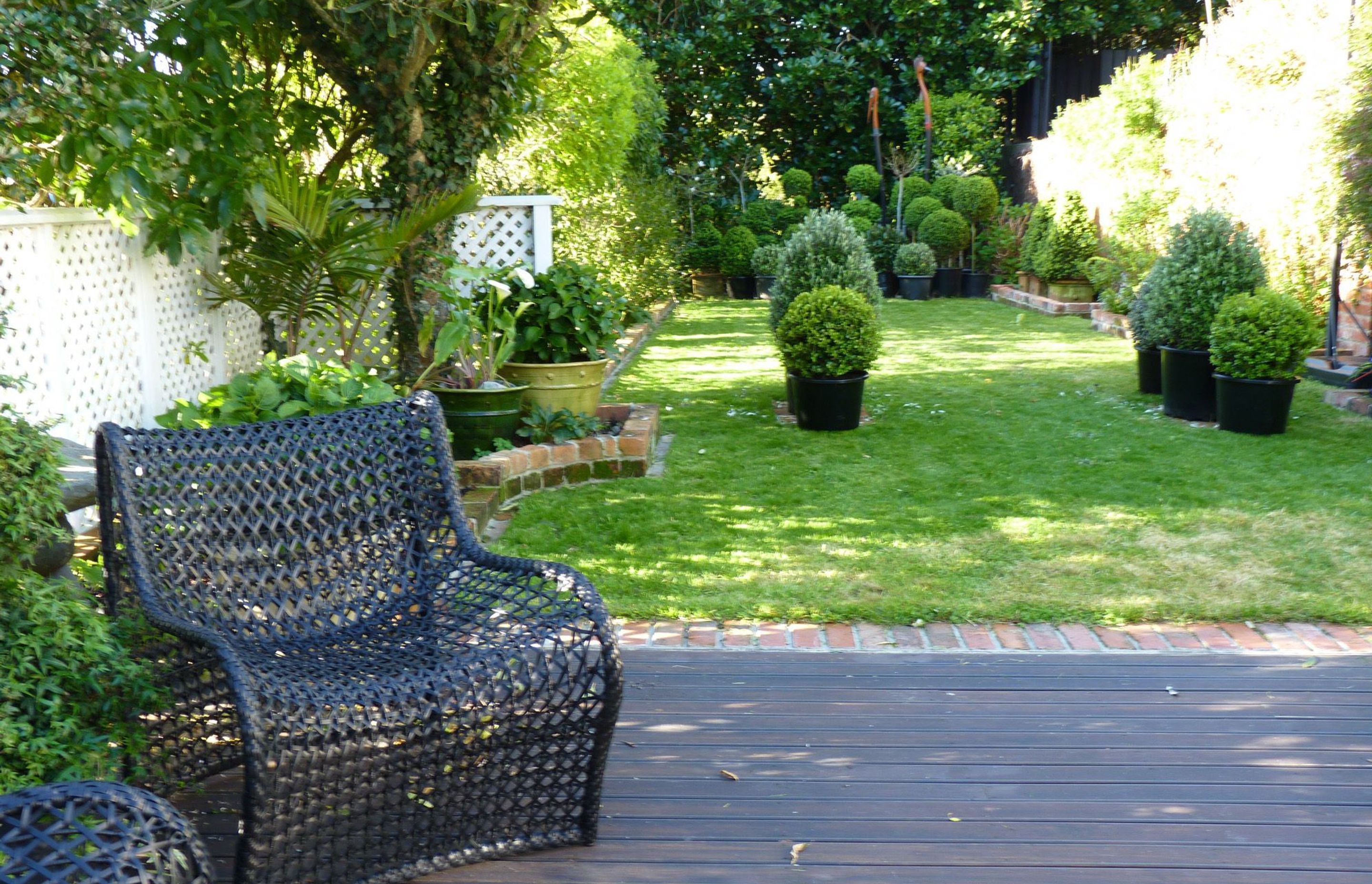 New deck and brick lawn edging